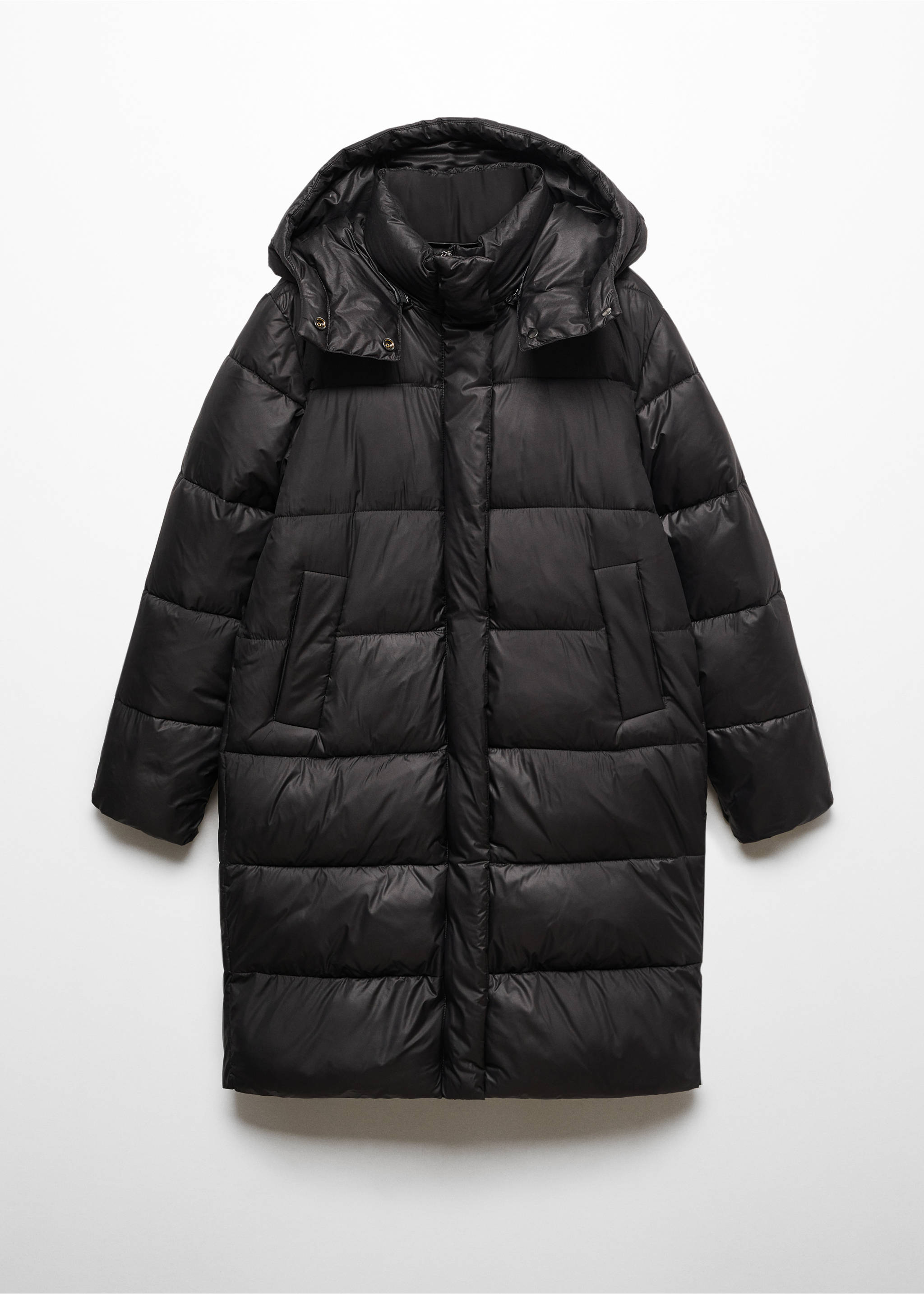 Detachable hood puffer coat - Article without model, Black. Ref: 67063262-00.