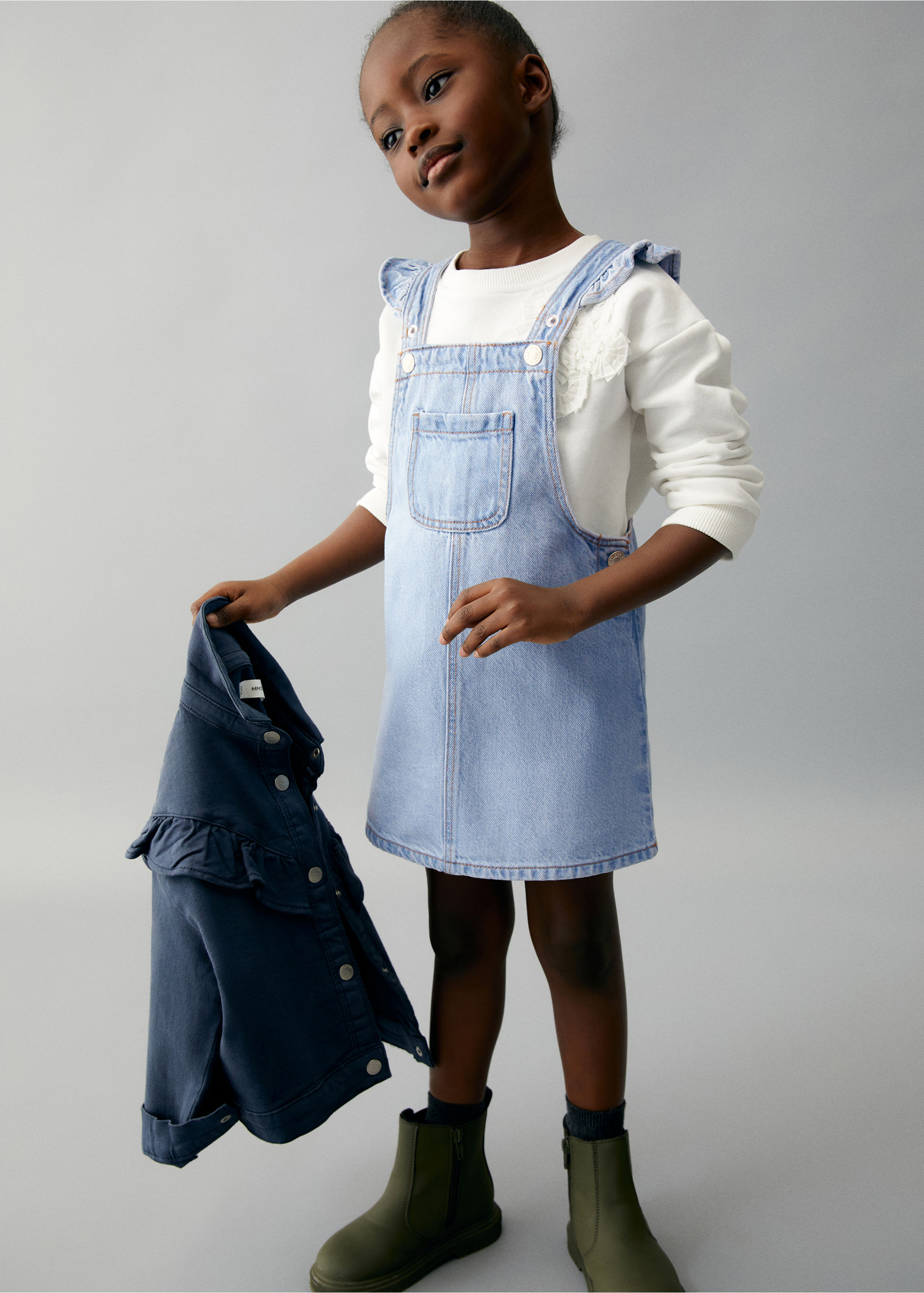 Robe chasuble denim volants - Plan général