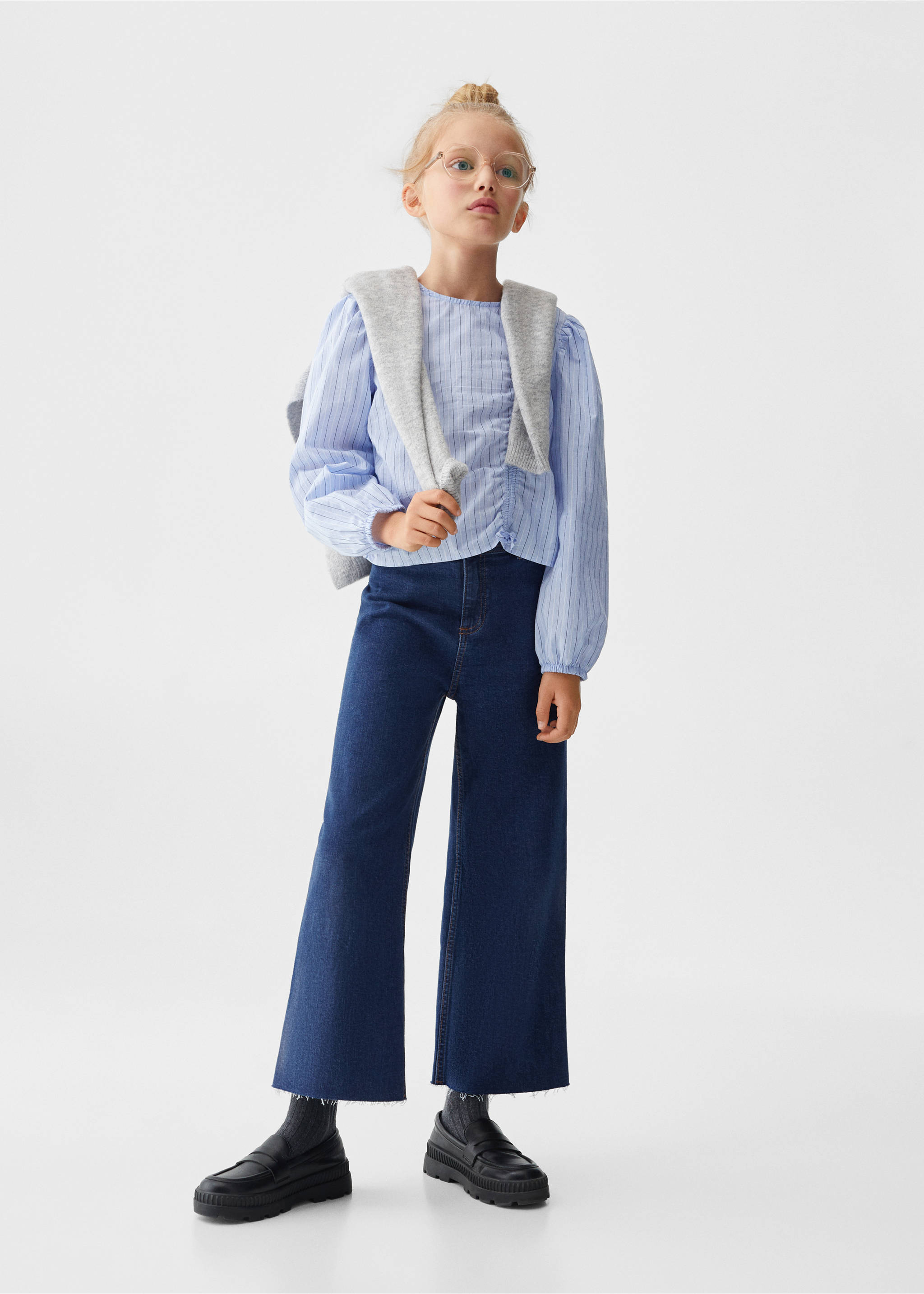 Striped bow blouse - General plane, Blue. Ref: 67063686-00.