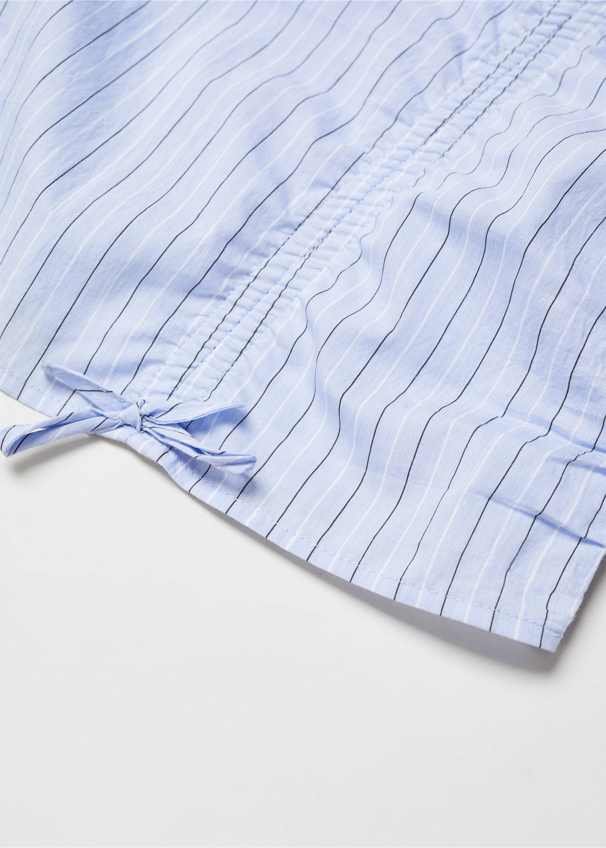 Striped bow blouse - Details of the article 8, Blue. Ref: 67063686-00.