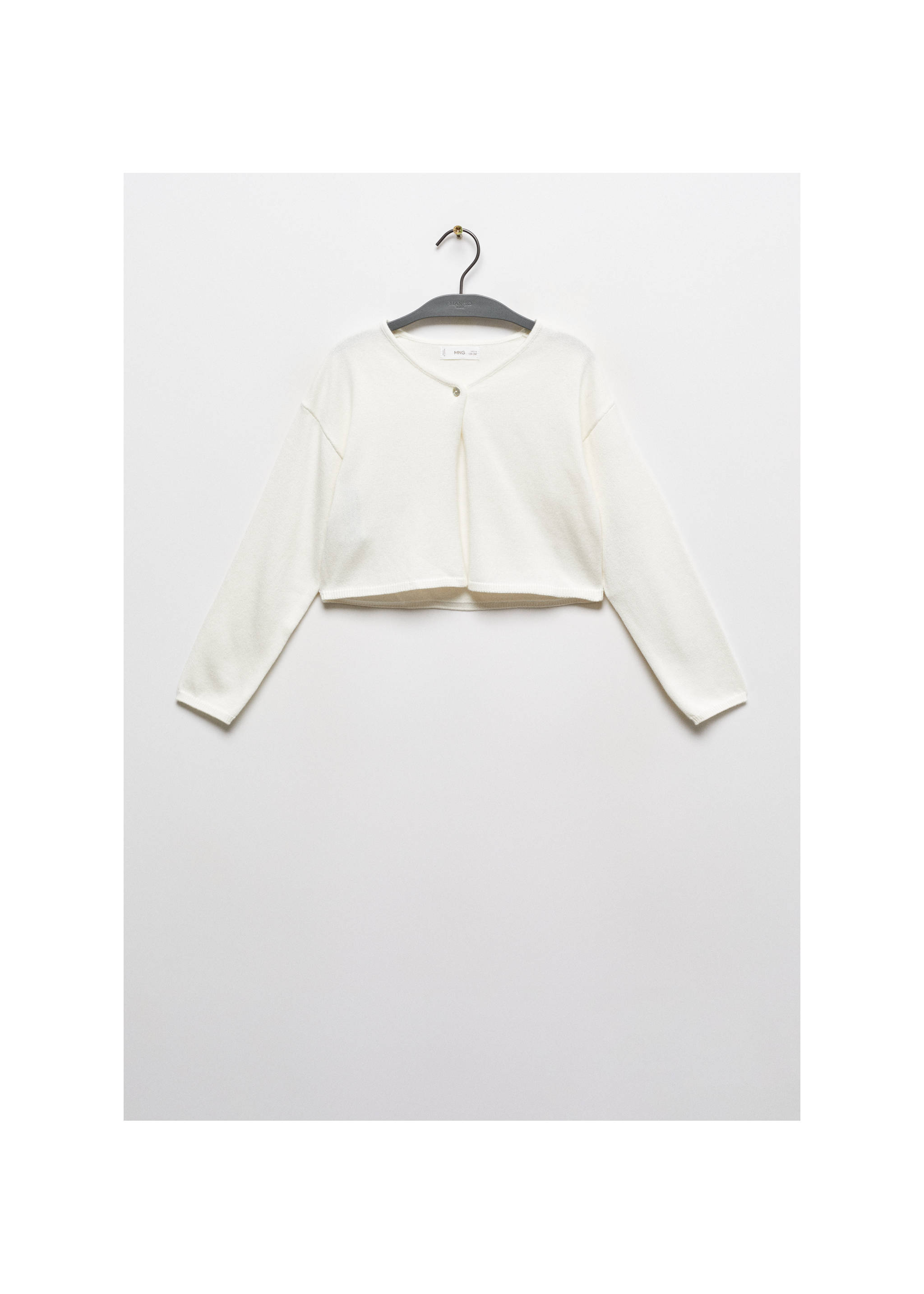 Feinstrick-Cardigan aus Baumwolle - Artikel ohne Model, Cremeweiß. Ref: 67063690-00.