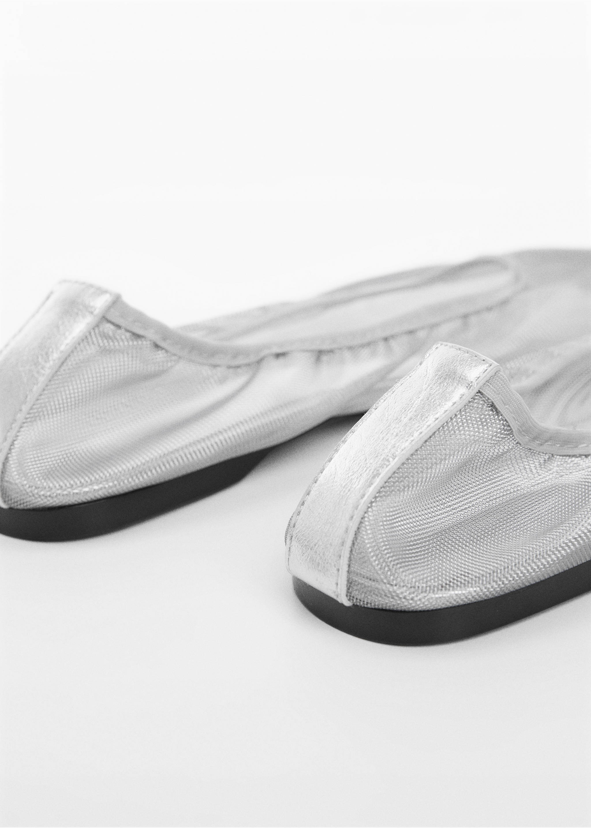 Semi-transparent mesh ballet flats - Details of the article 1, Silver. Ref: 67063694-00.