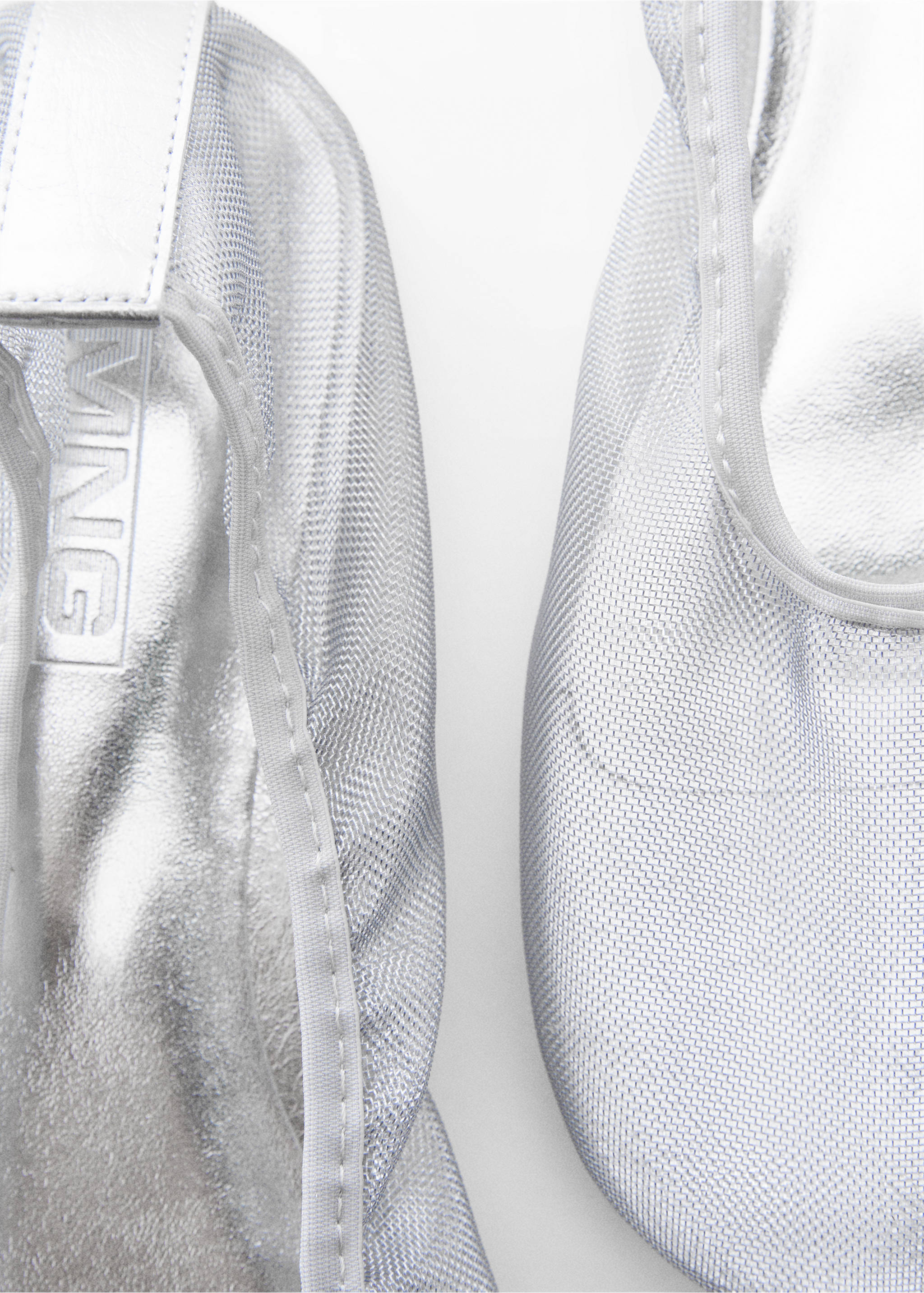 Semi-transparent mesh ballet flats - Details of the article 2, Silver. Ref: 67063694-00.
