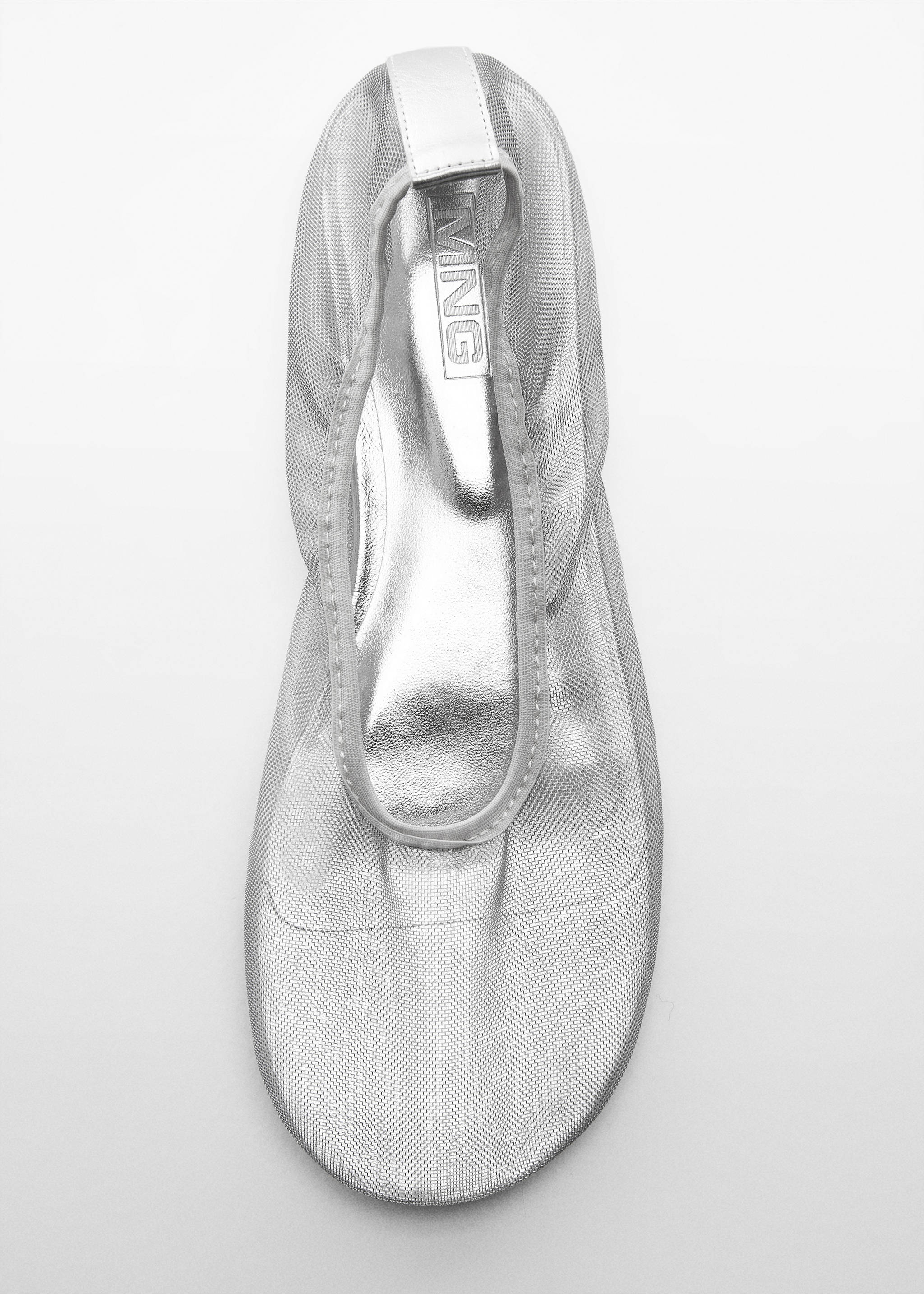 Semi-transparent mesh ballet flats - Details of the article 5, Silver. Ref: 67063694-00.