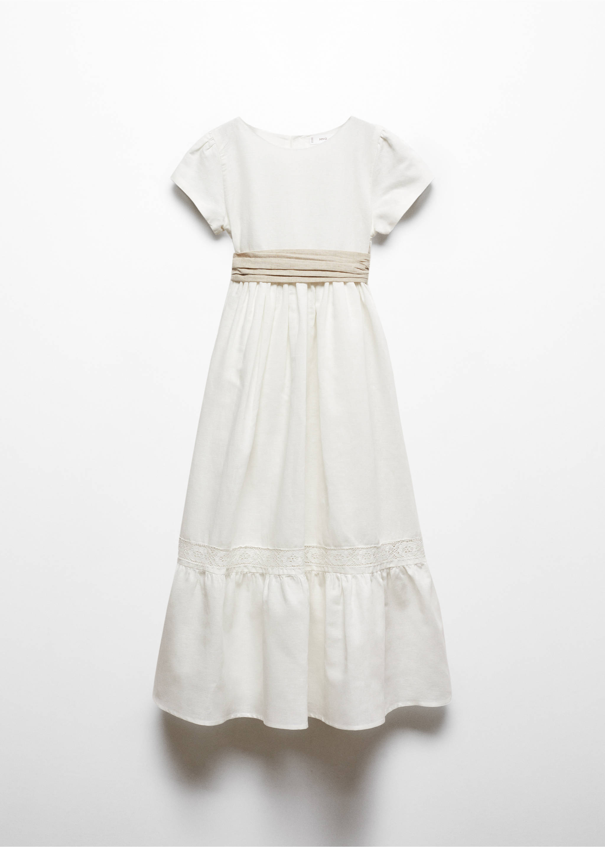 Bow linen-blend dress - Article without model, White. Ref: 67063695-00.