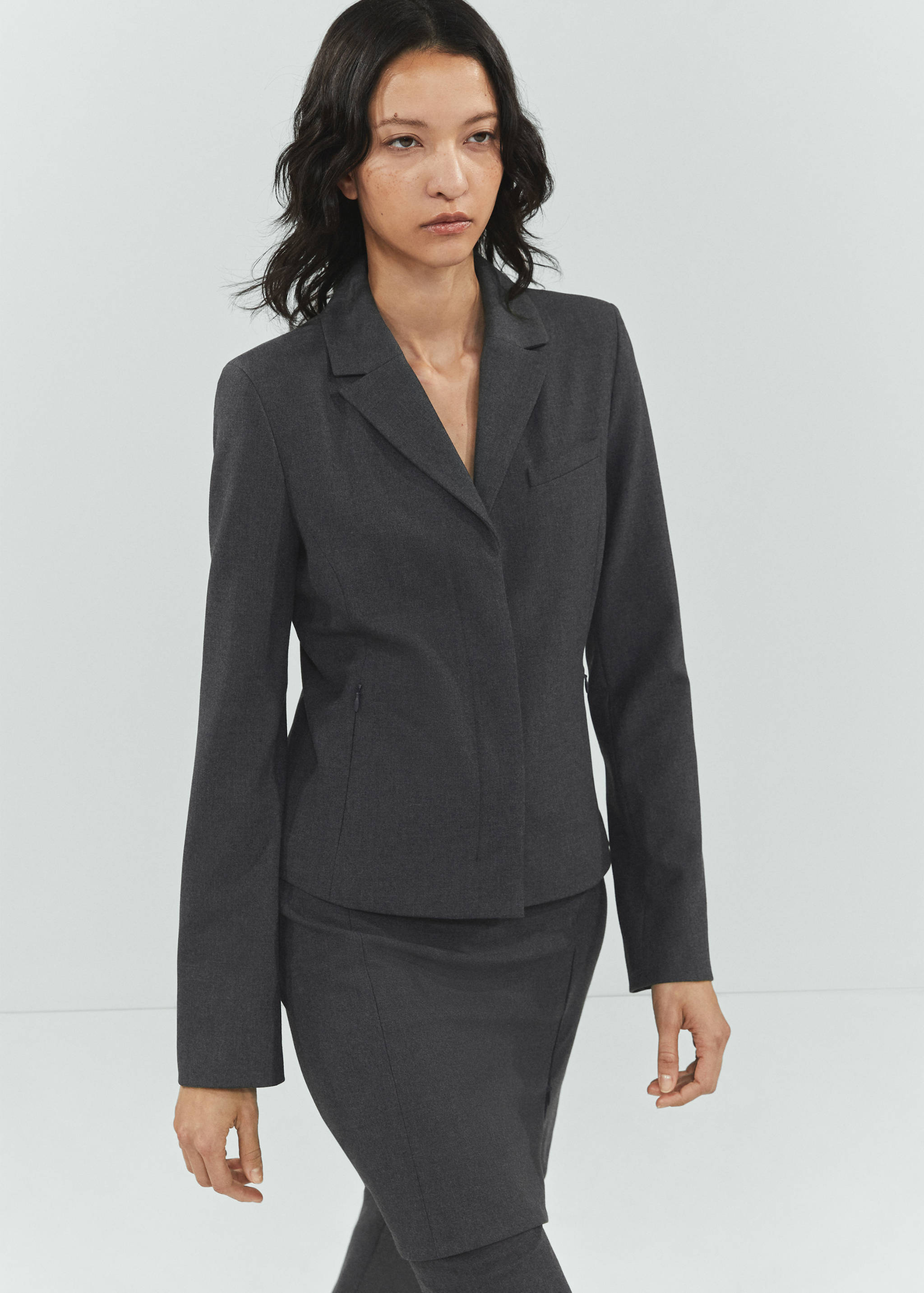 Getailleerde blazer met rits - Middenvlak