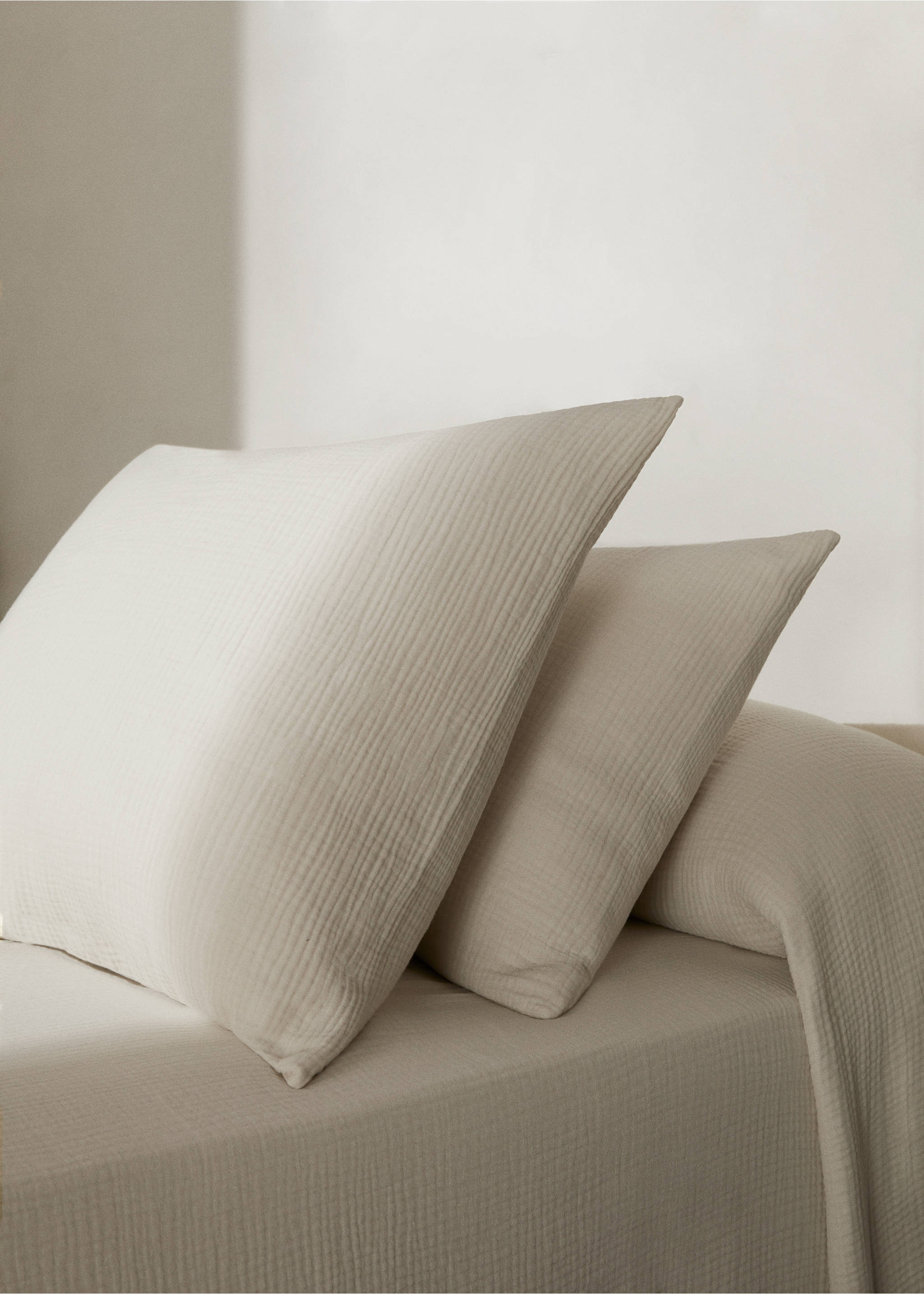 Cotton gauze pillow case 50x75cm (Pack of 2) - General plane, Light/Pastel Grey. Ref: 67064017-00.