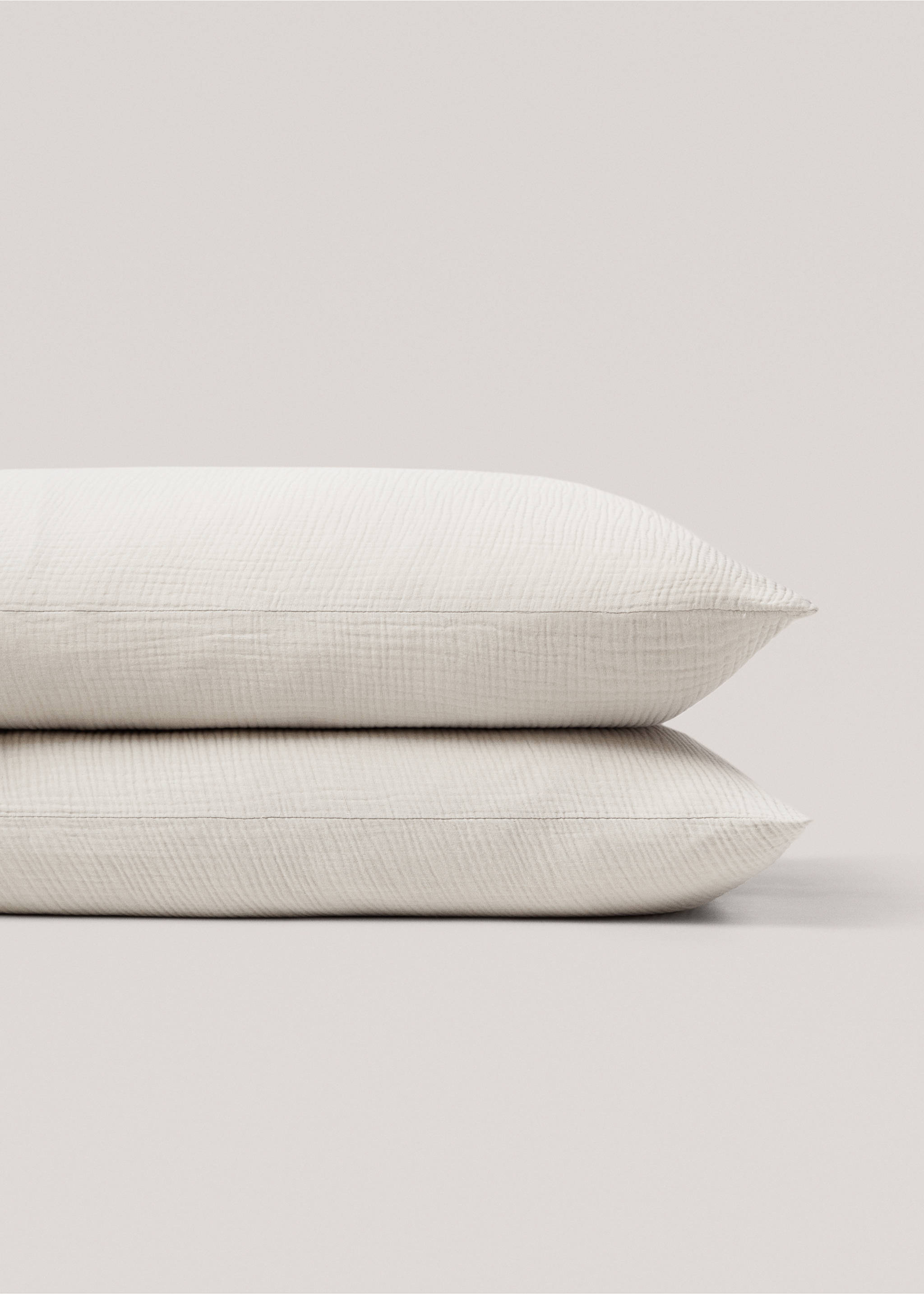 Cotton gauze pillow case 50x75cm (Pack of 2) - Details of the article 1, Light/Pastel Grey. Ref: 67064017-00.