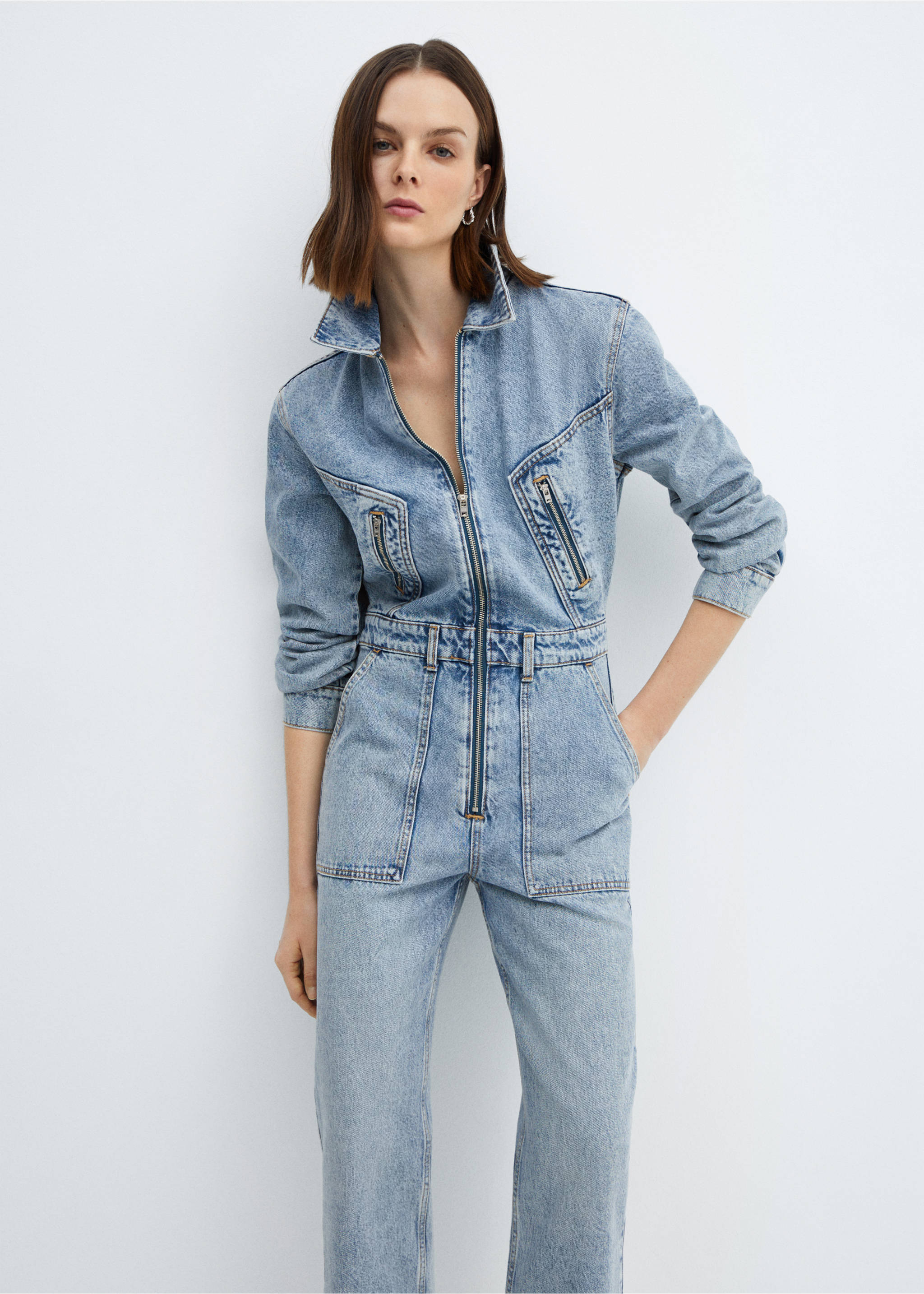 Denim zipper jumpsuit - Medium plane, Medium Blue. Ref: 67064021-00.