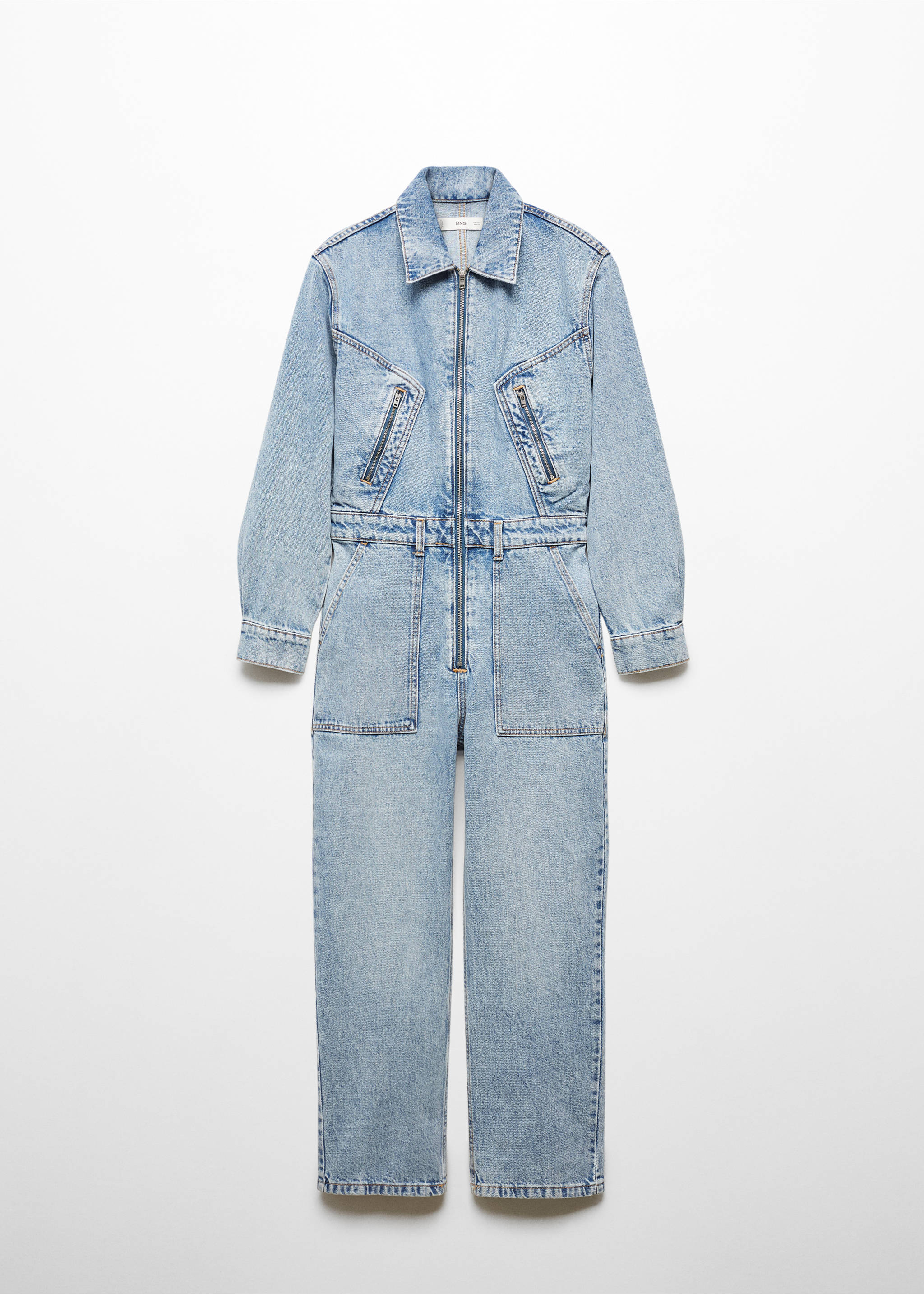 Denim zipper jumpsuit - Article without model, Medium Blue. Ref: 67064021-00.
