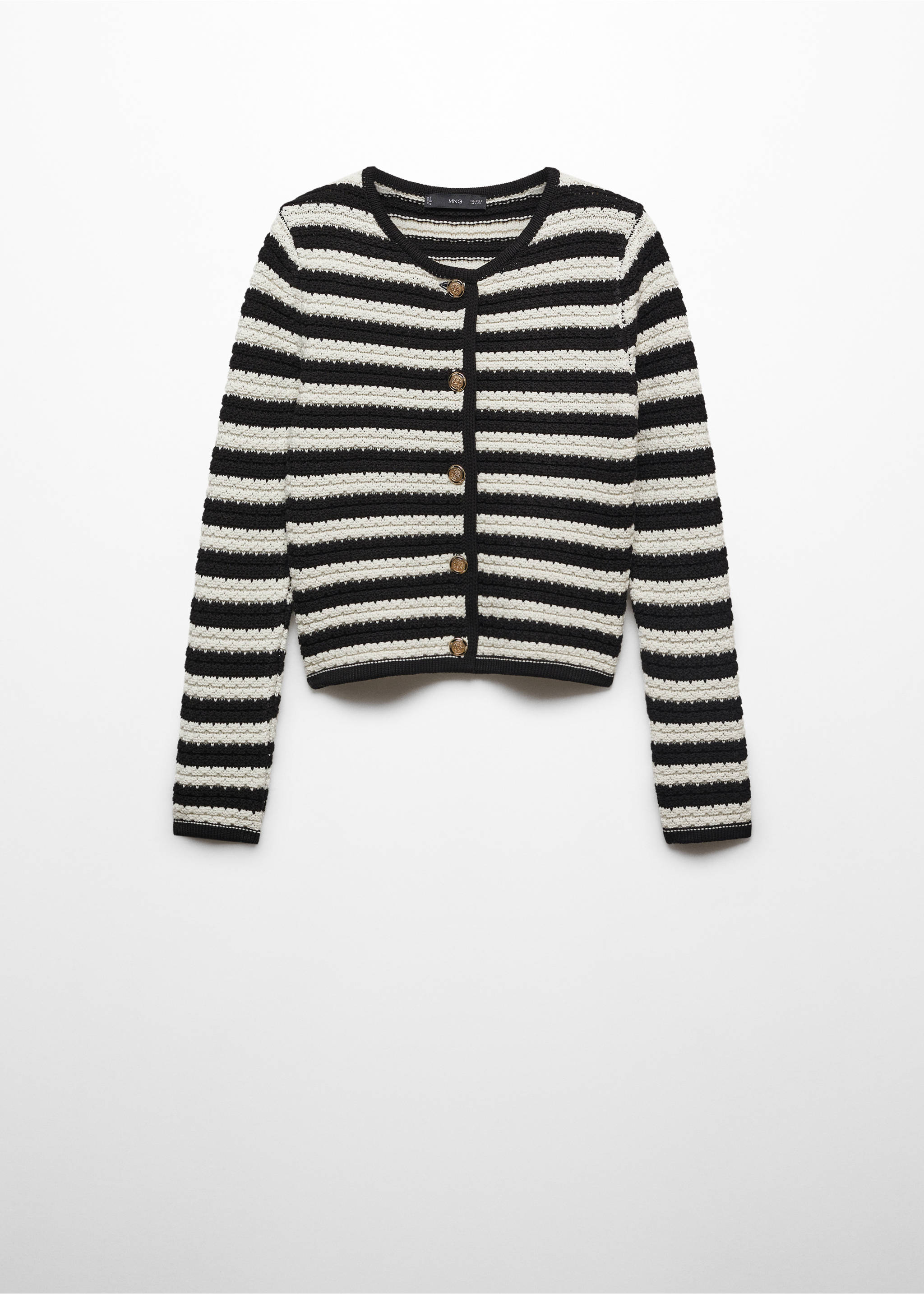 Striped cardigan with jewel buttons - Article without model, Off White. Ref: 67064024-00.