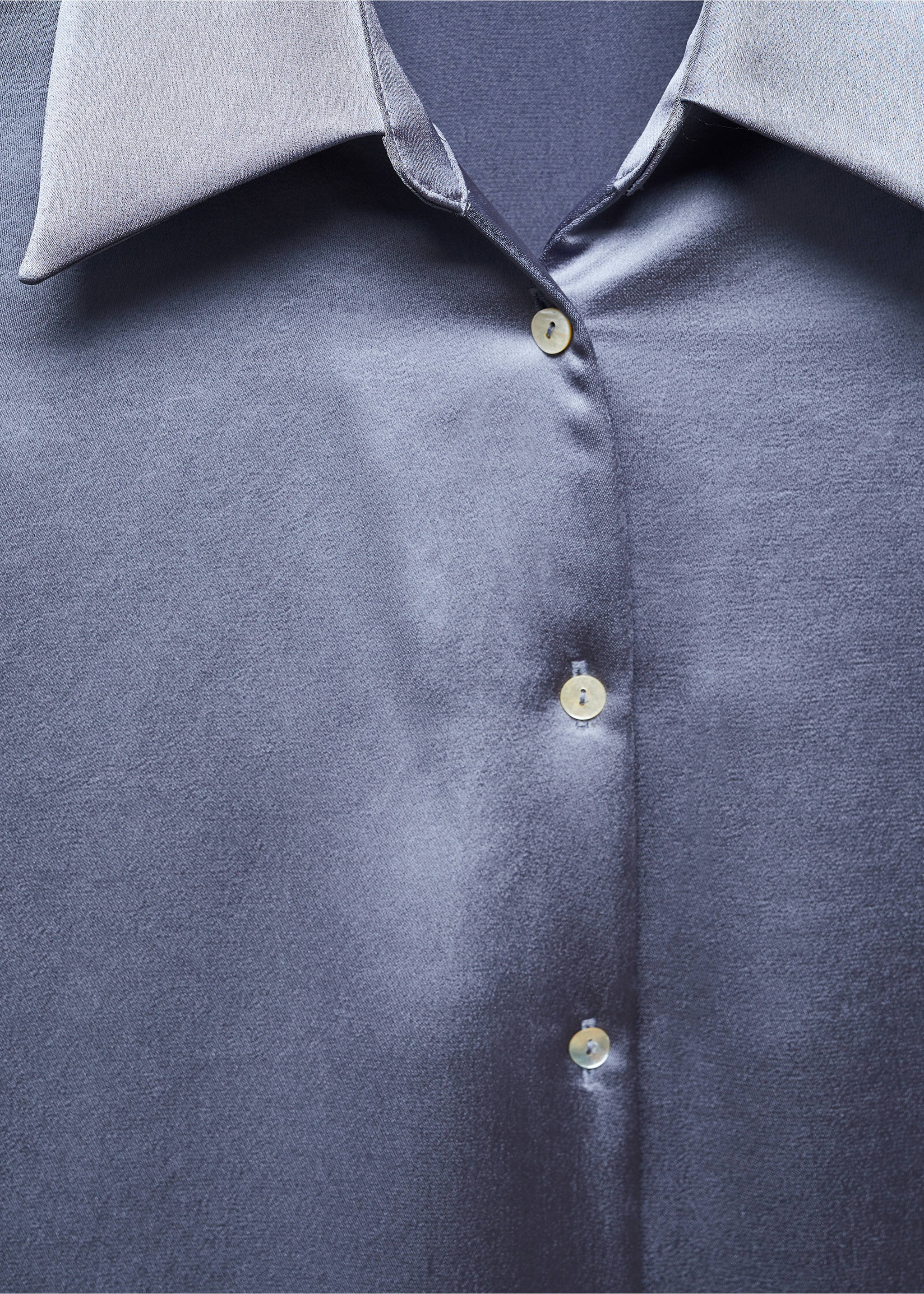 Satin buttoned shirt - Details of the article 8, Blue. Ref: 67064039-00.