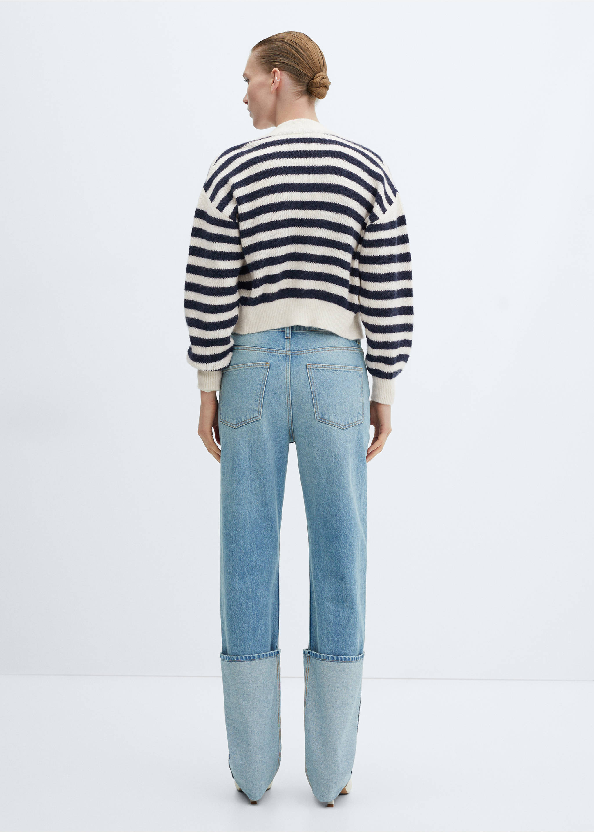 Stickad kofta dragkedja - Artikelns baksida, Navy blå. Ref: 67064062-00.