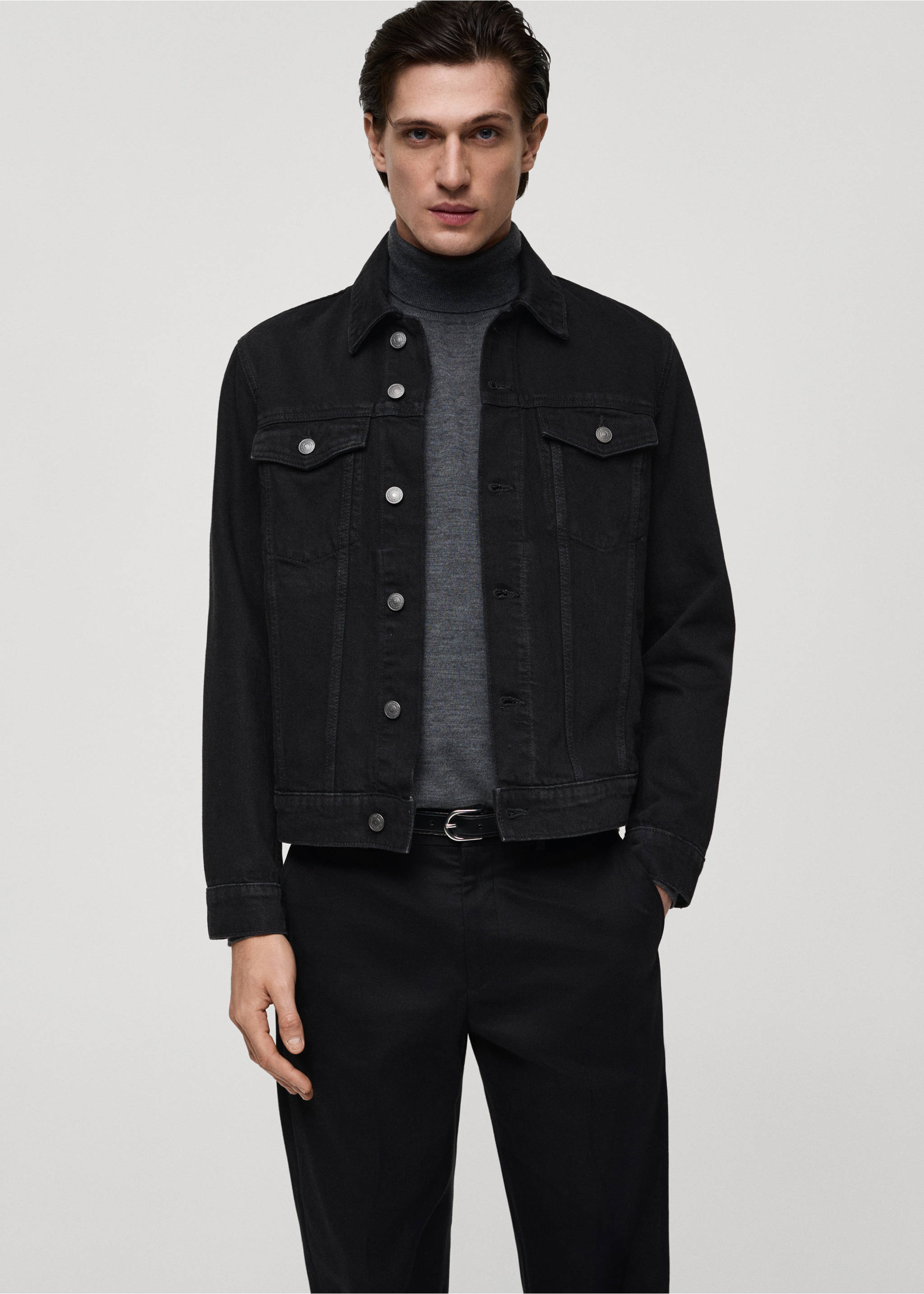 Blouson jean poches - Plan moyen, Black denim. Ref: 67064441-00.