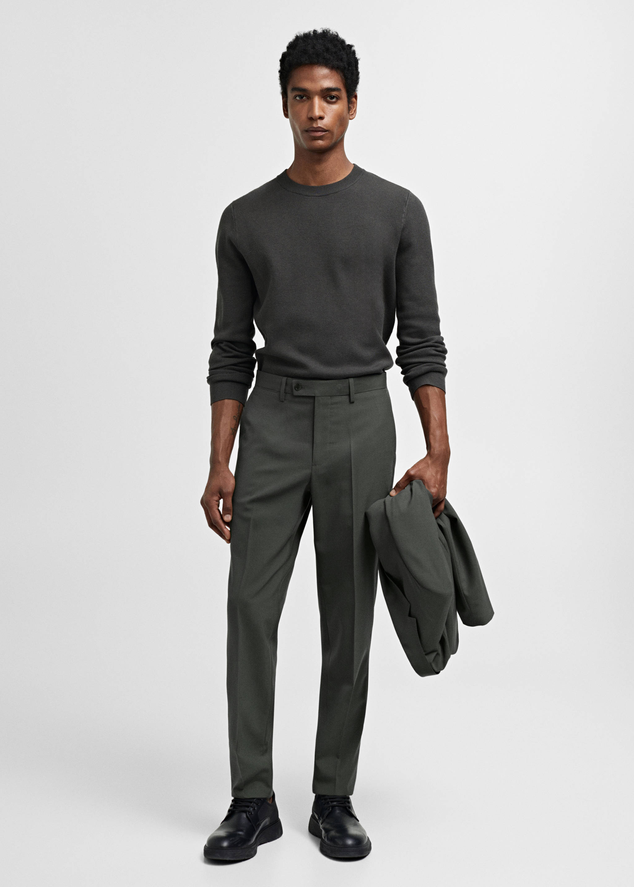 Slim fit wool suit pants - General plane