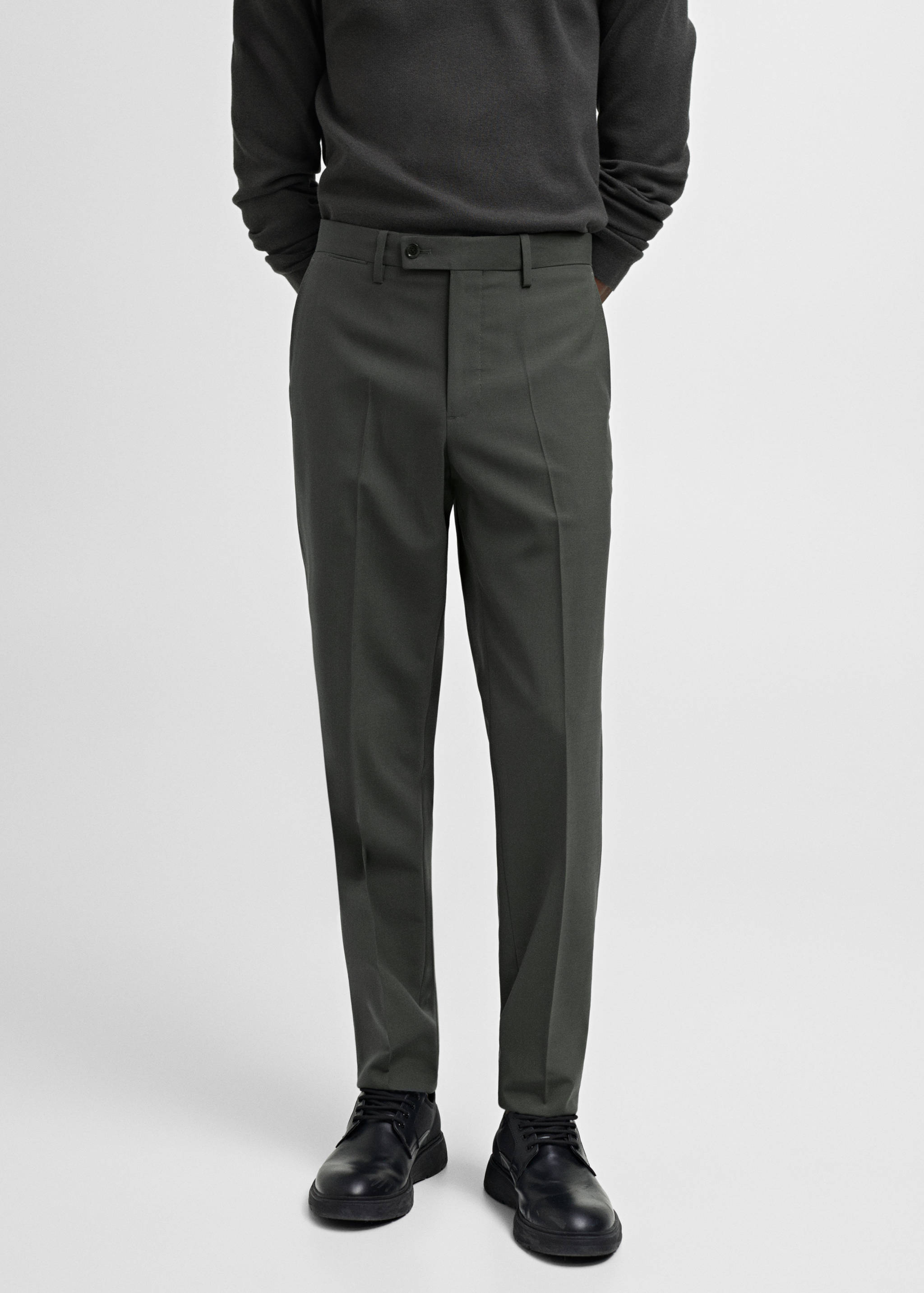 Slim fit wool suit pants - Medium plane
