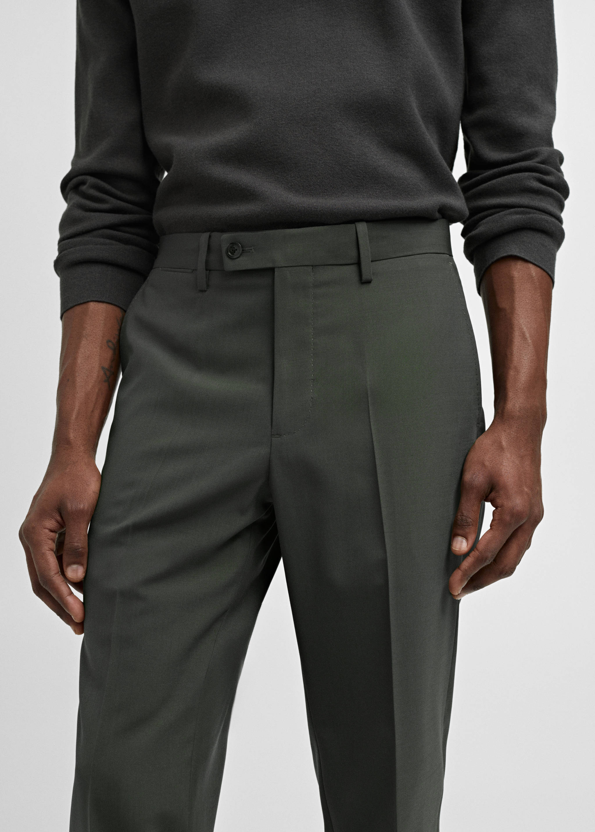 Slim fit wool suit pants - Details of the article 1
