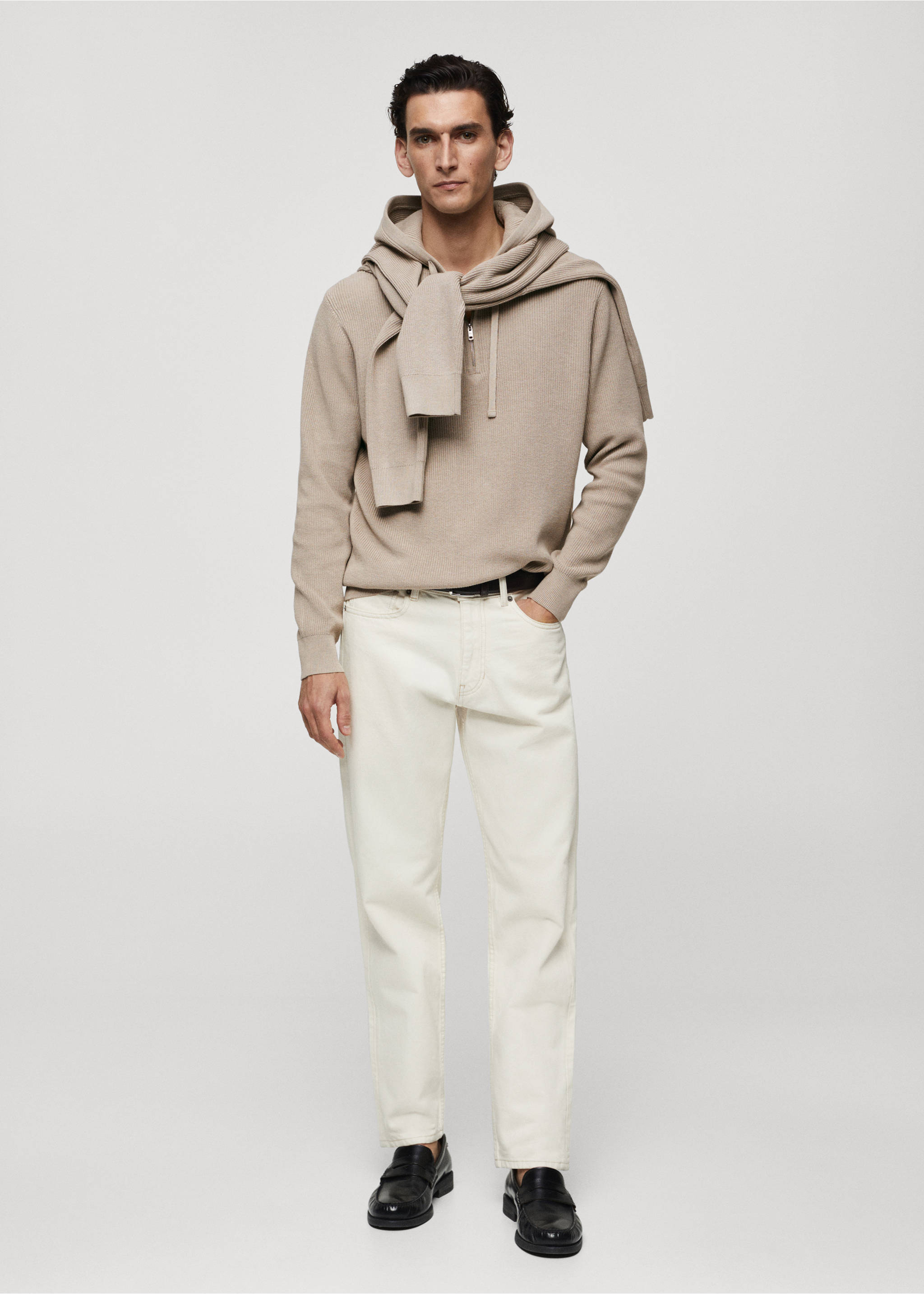 Hooded knit sweatshirt - General plane, Light/Pastel Grey. Ref: 67064450-00.