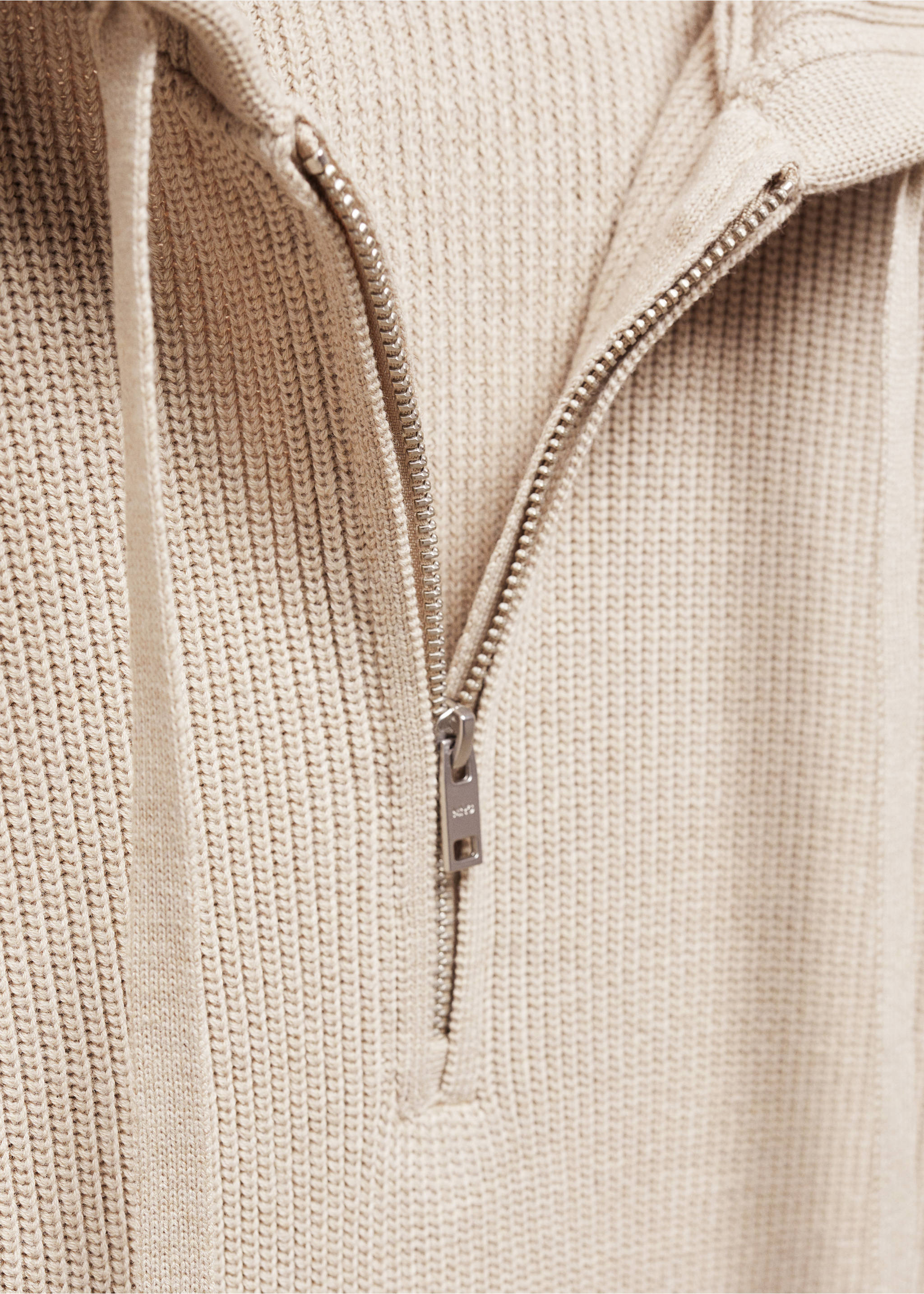 Hooded knit sweatshirt - Details of the article 8, Light/Pastel Grey. Ref: 67064450-00.