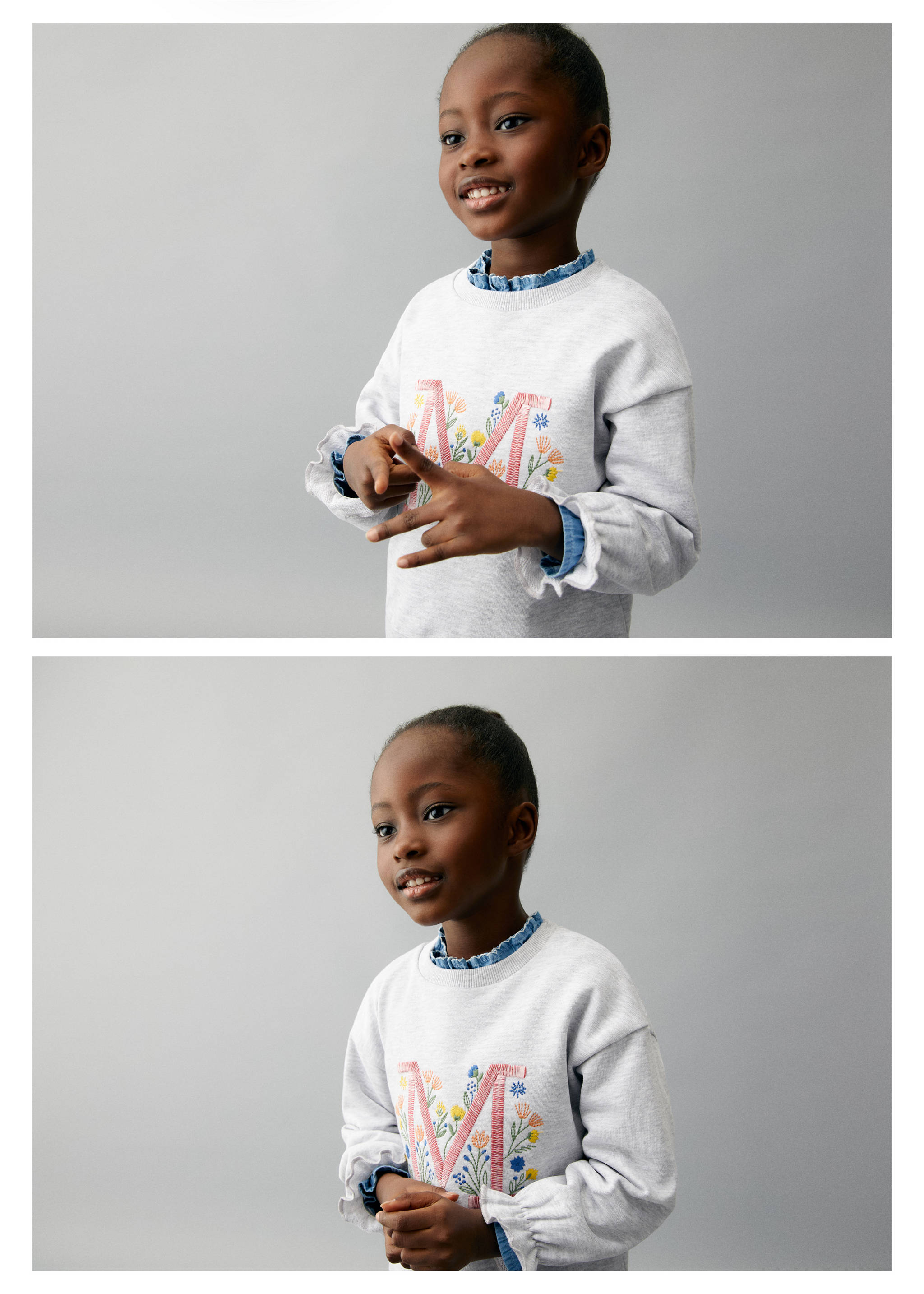 Embroidered printed hoodie - Details of the article 5, Light Heather Grey. Ref: 67064463-00.