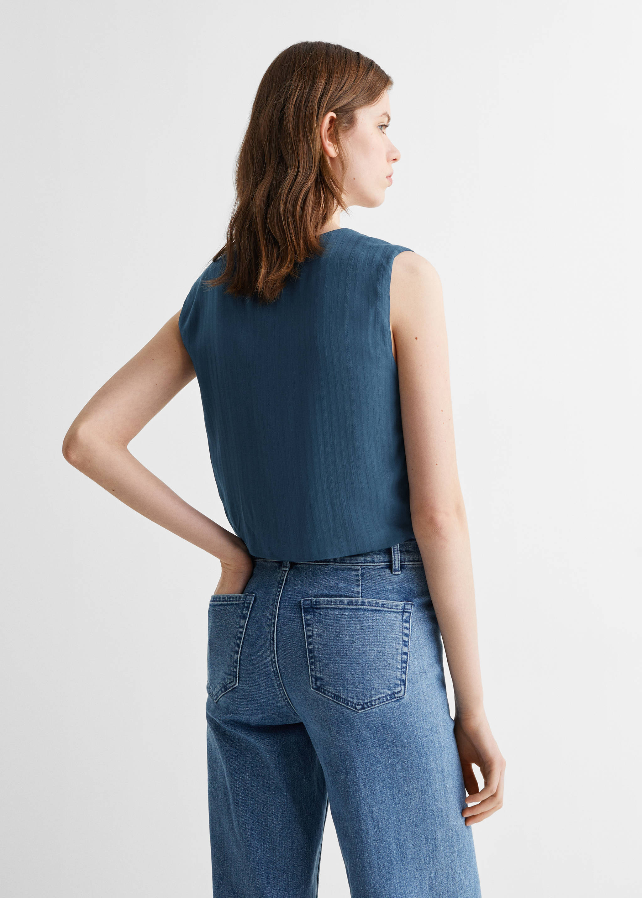 Striped cropped gilet - Reverse of the article