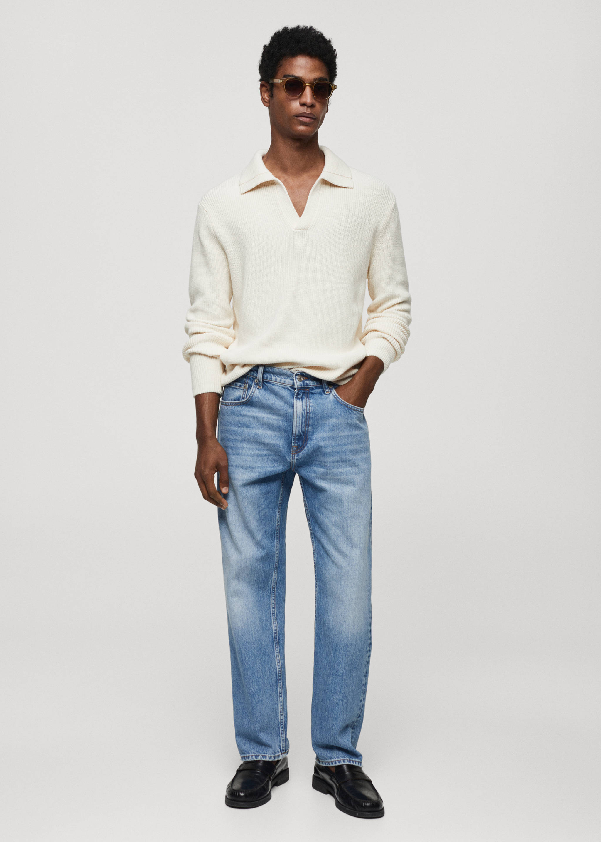Regular-fit medium-wash jeans - General plane
