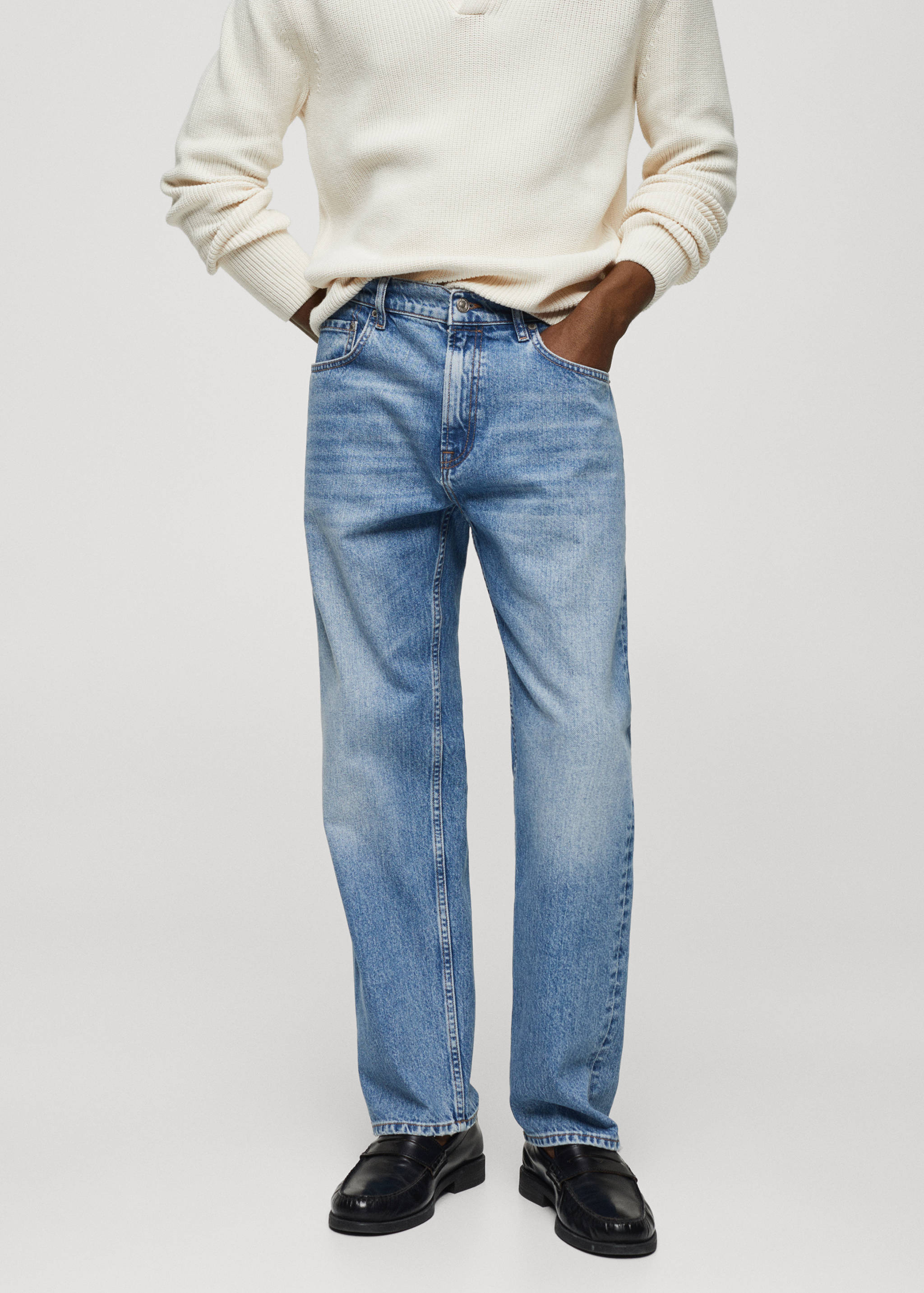 Regular-fit medium-wash jeans - Medium plane