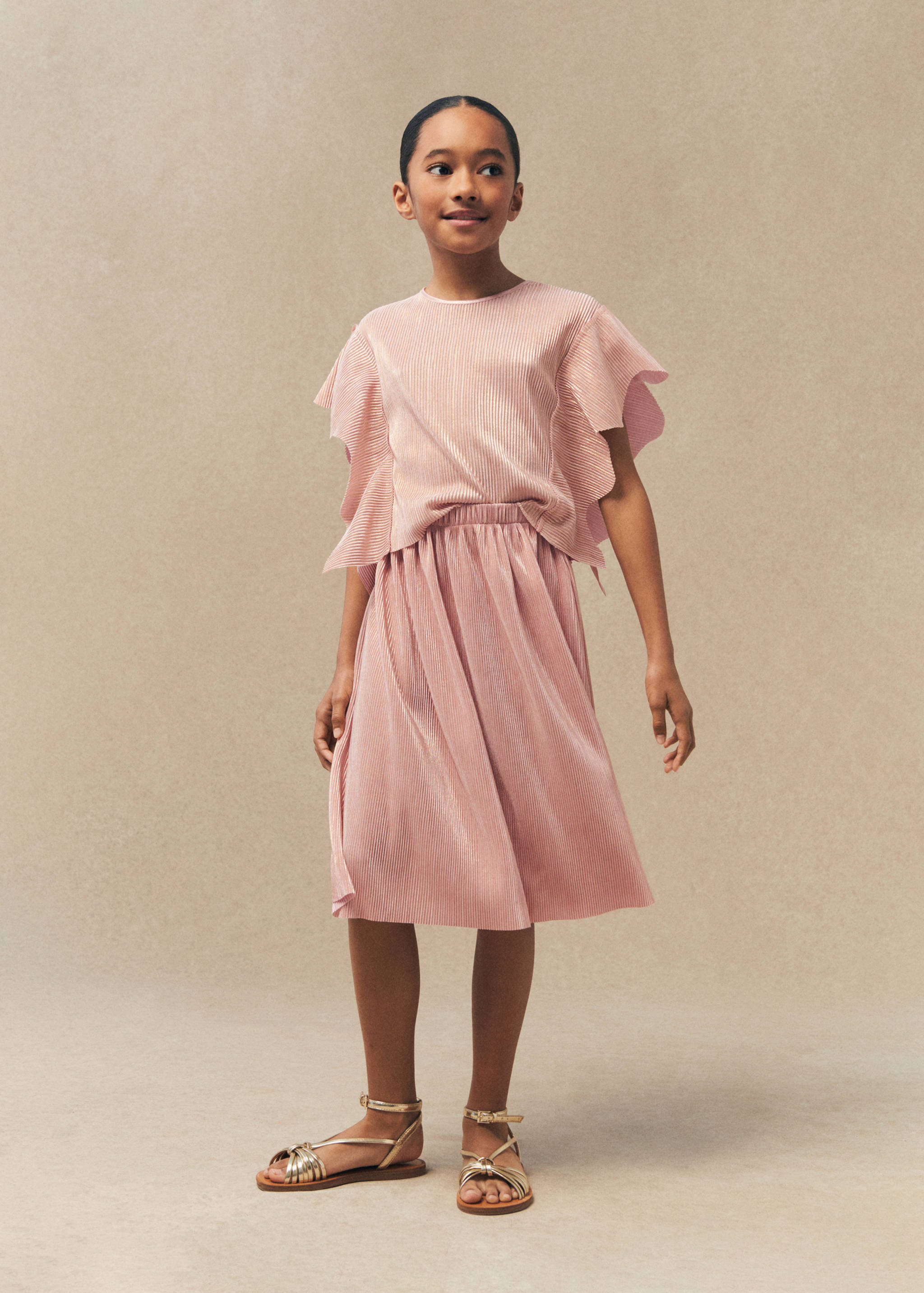 Pleated lurex skirt - General plane