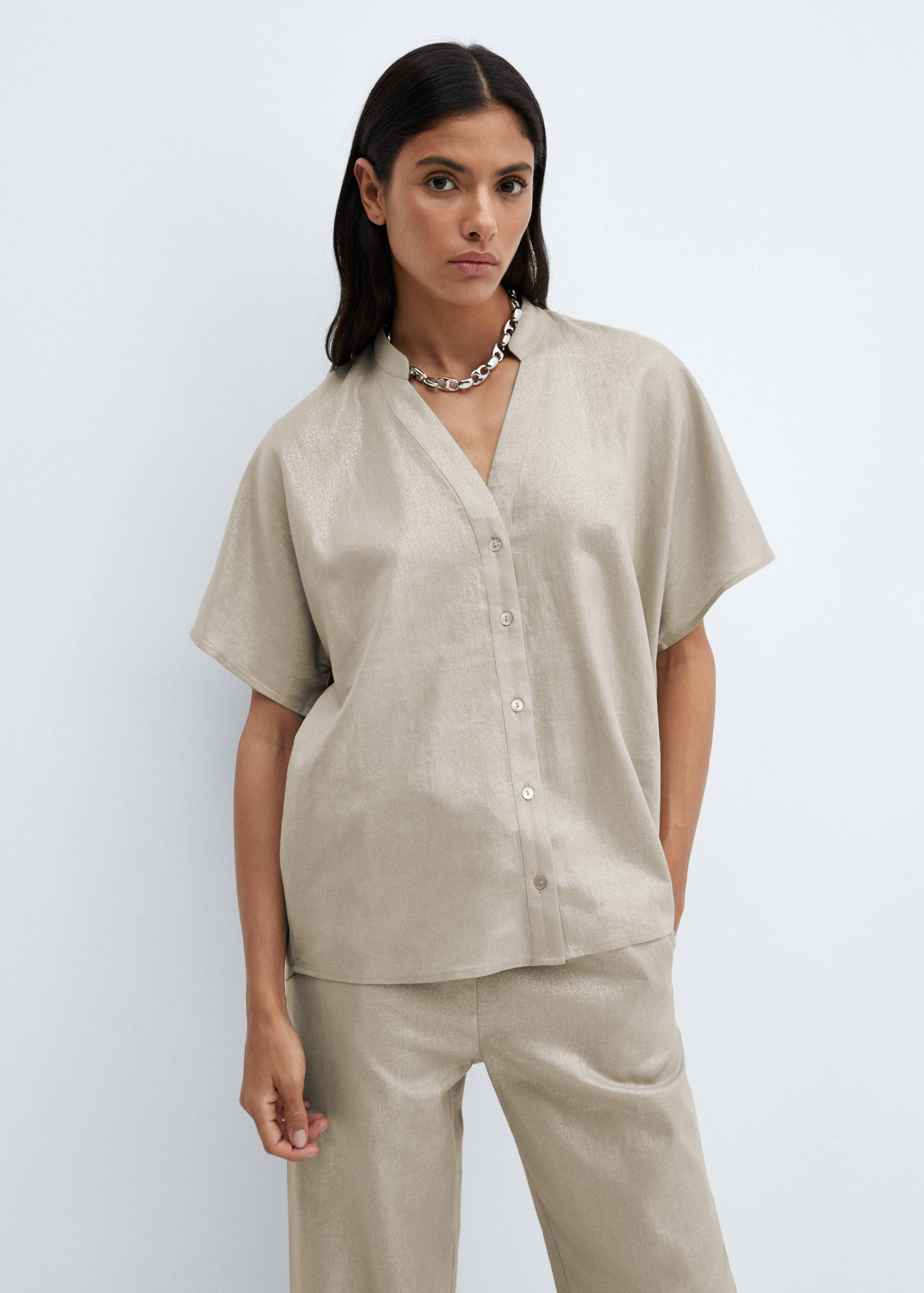 Pantalon lin taille élastique - Détail de l'article 1