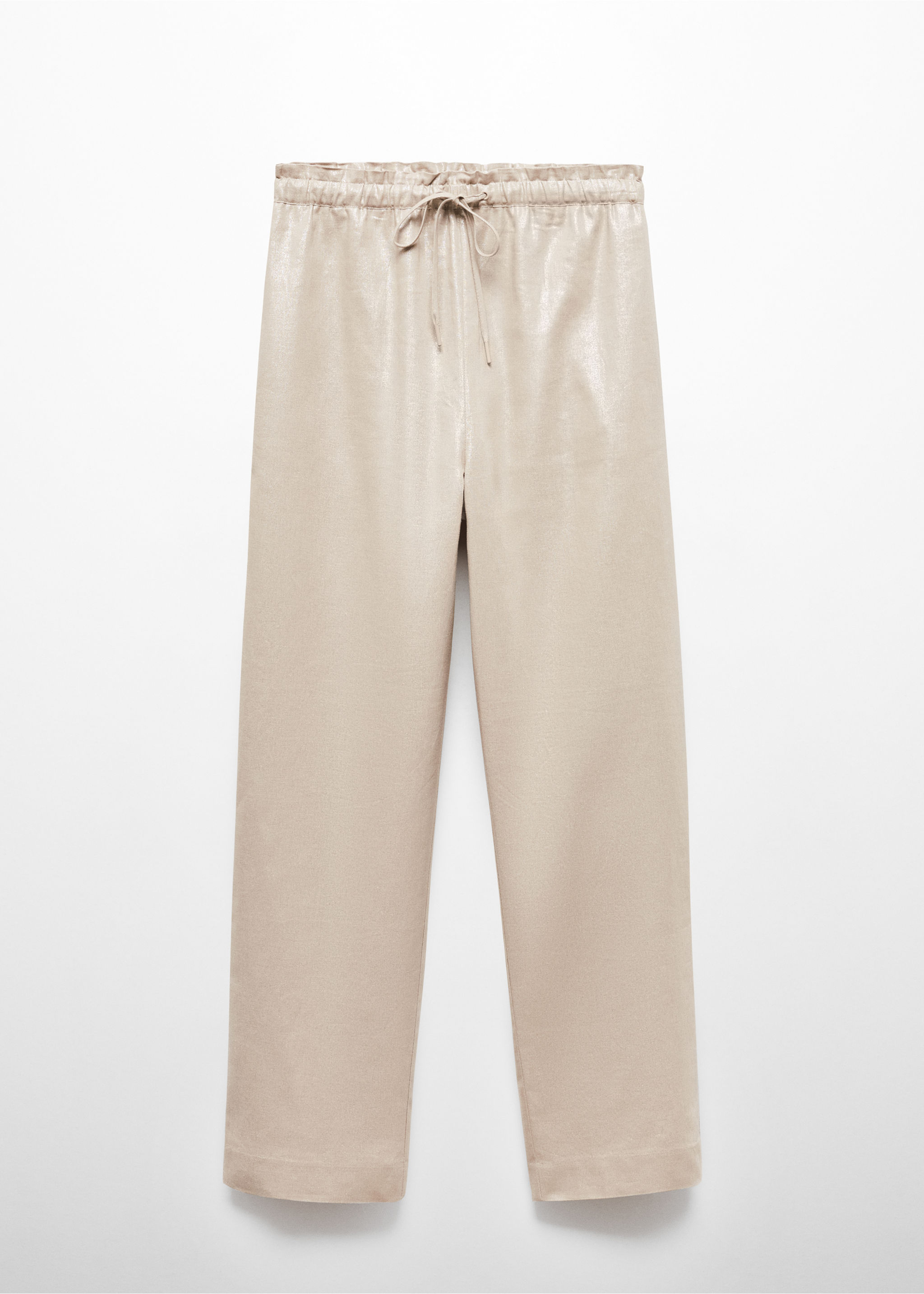 Linen-blend elastic waist trousers - Article without model