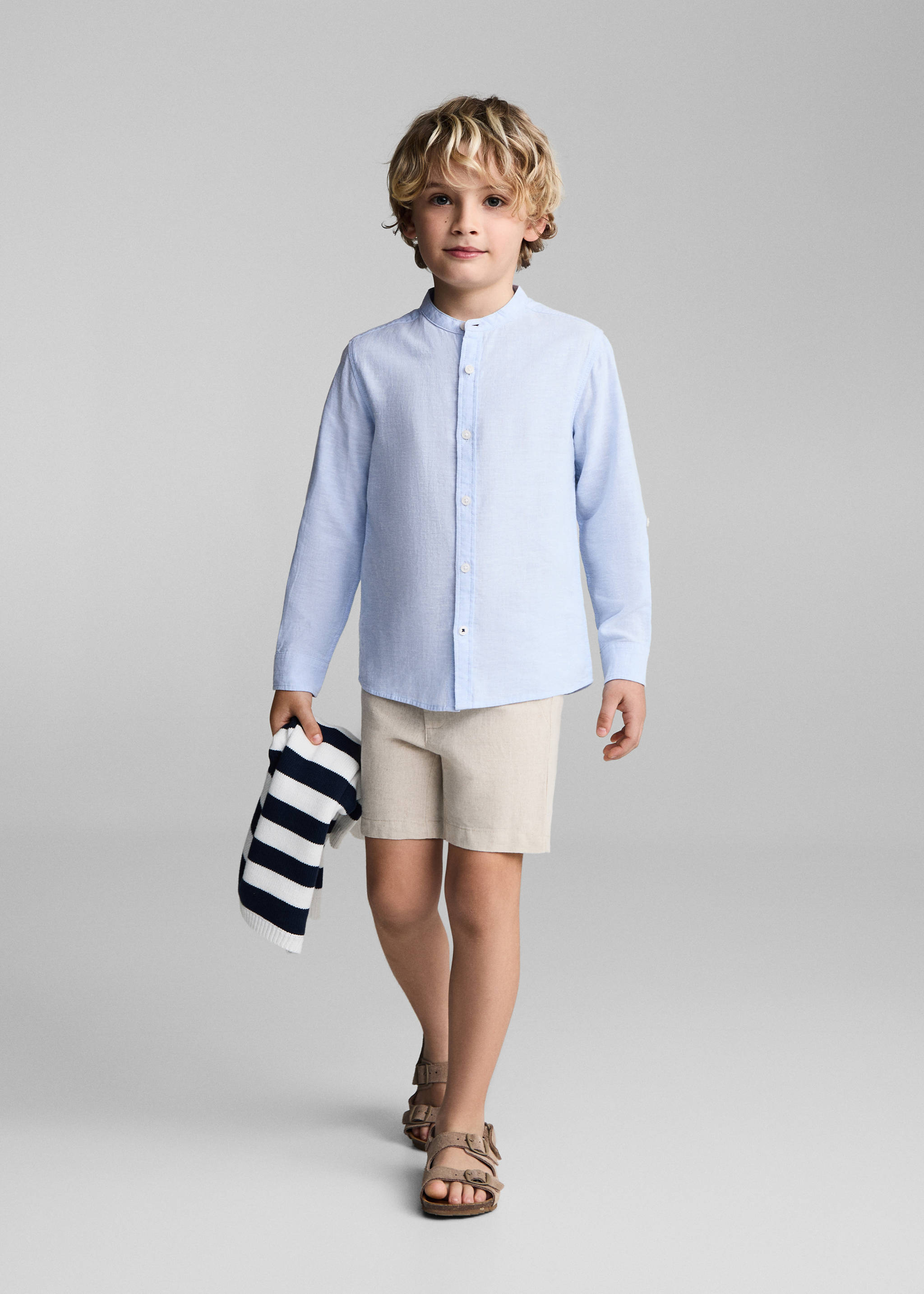 Chemise regular-fit lin col mao - Plan général