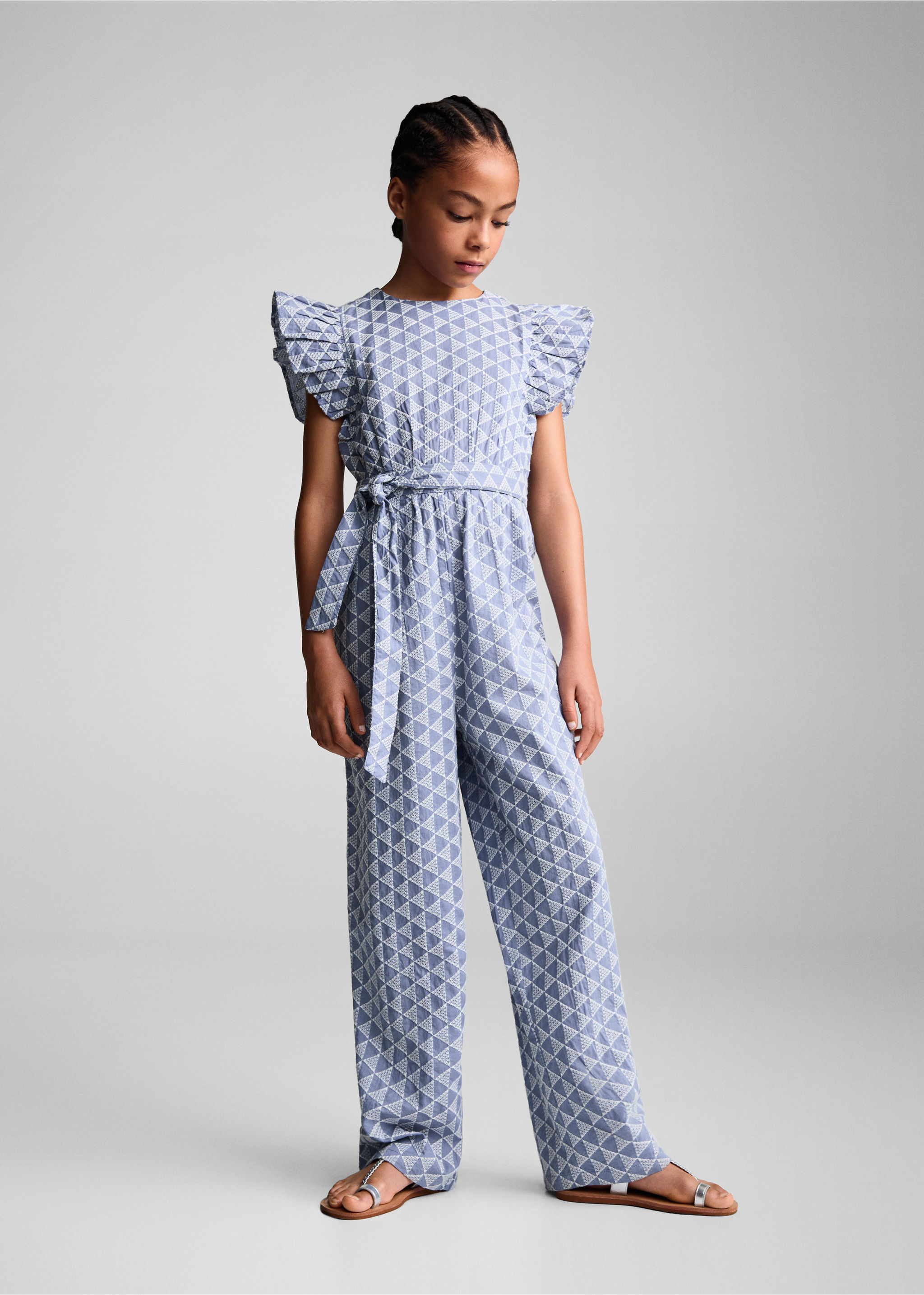 Bestickter Jumpsuit mit Rüschen - Allgemeine Ansicht