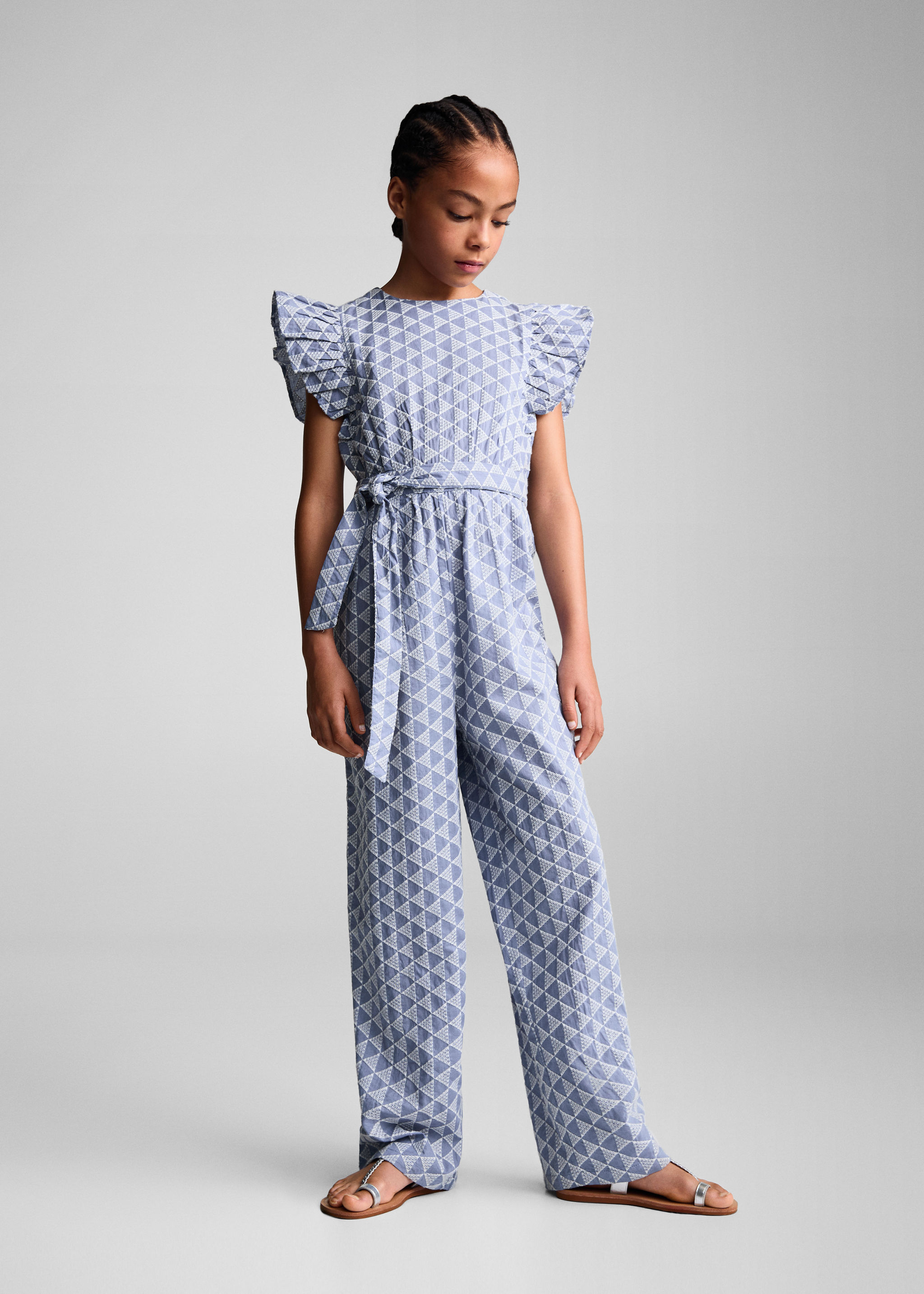 Bestickter Jumpsuit mit Rüschen - Allgemeine Ansicht