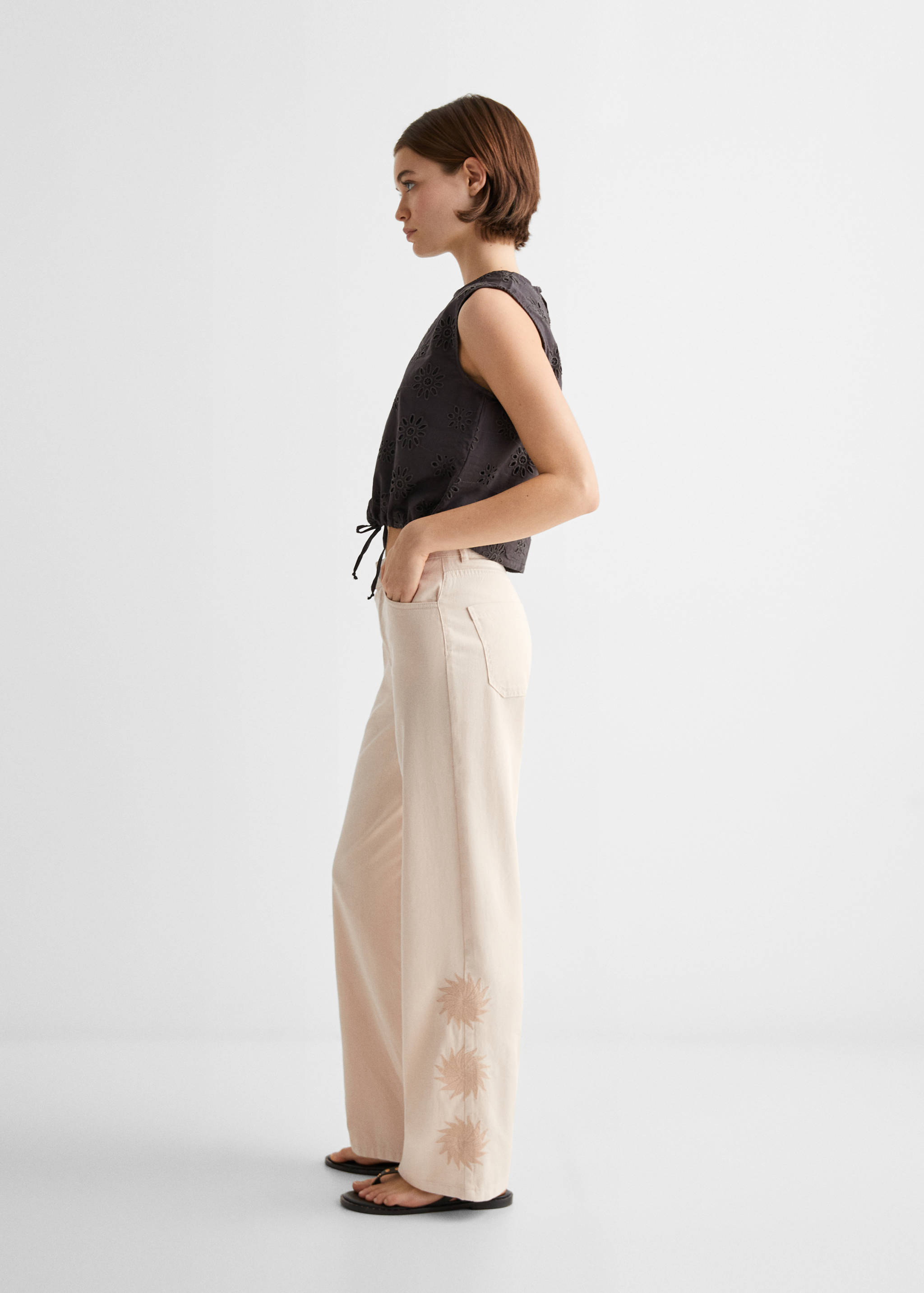 Pantalón algodón bordado - Plano general