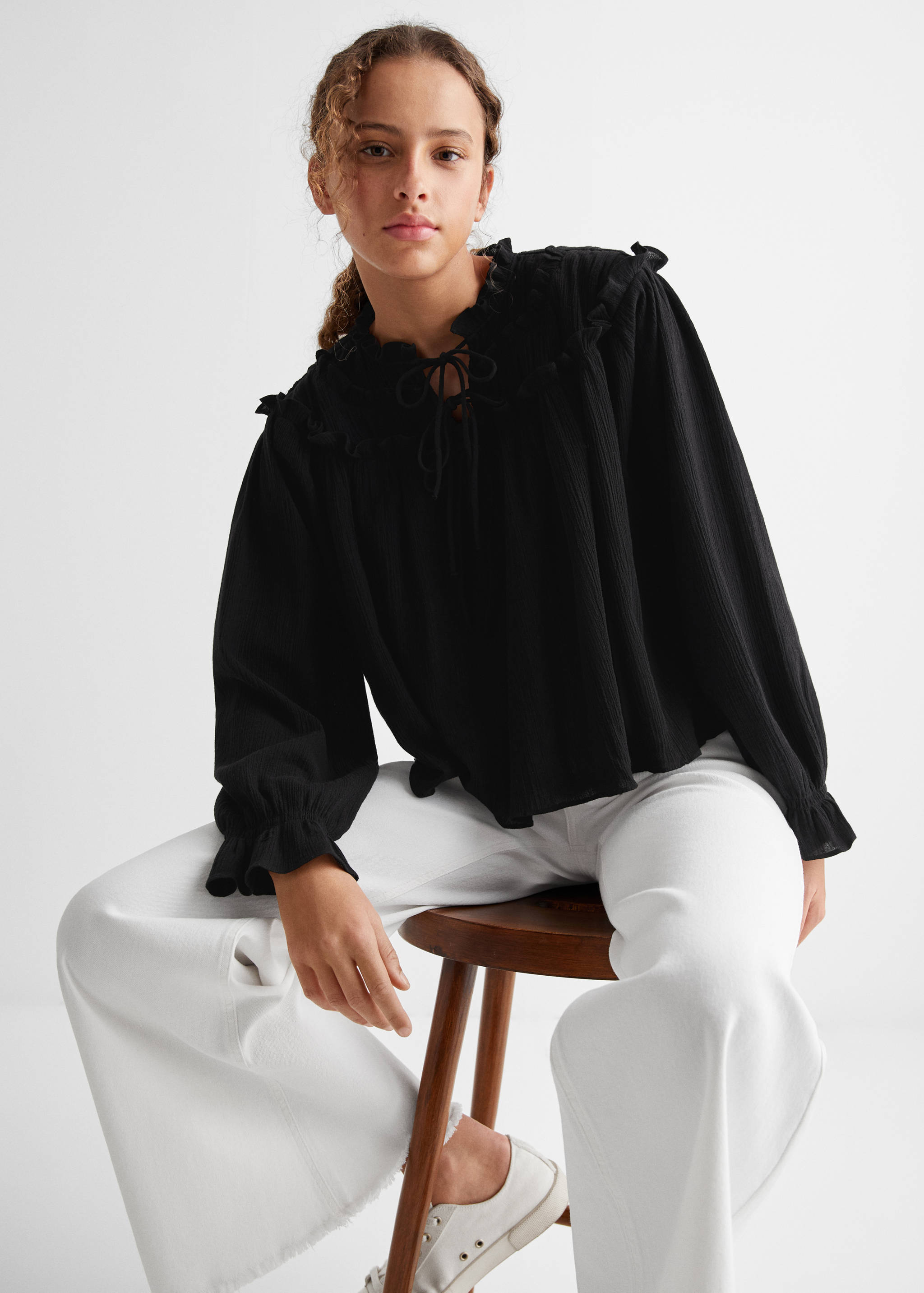 Ruffled cotton blouse - Medium plane