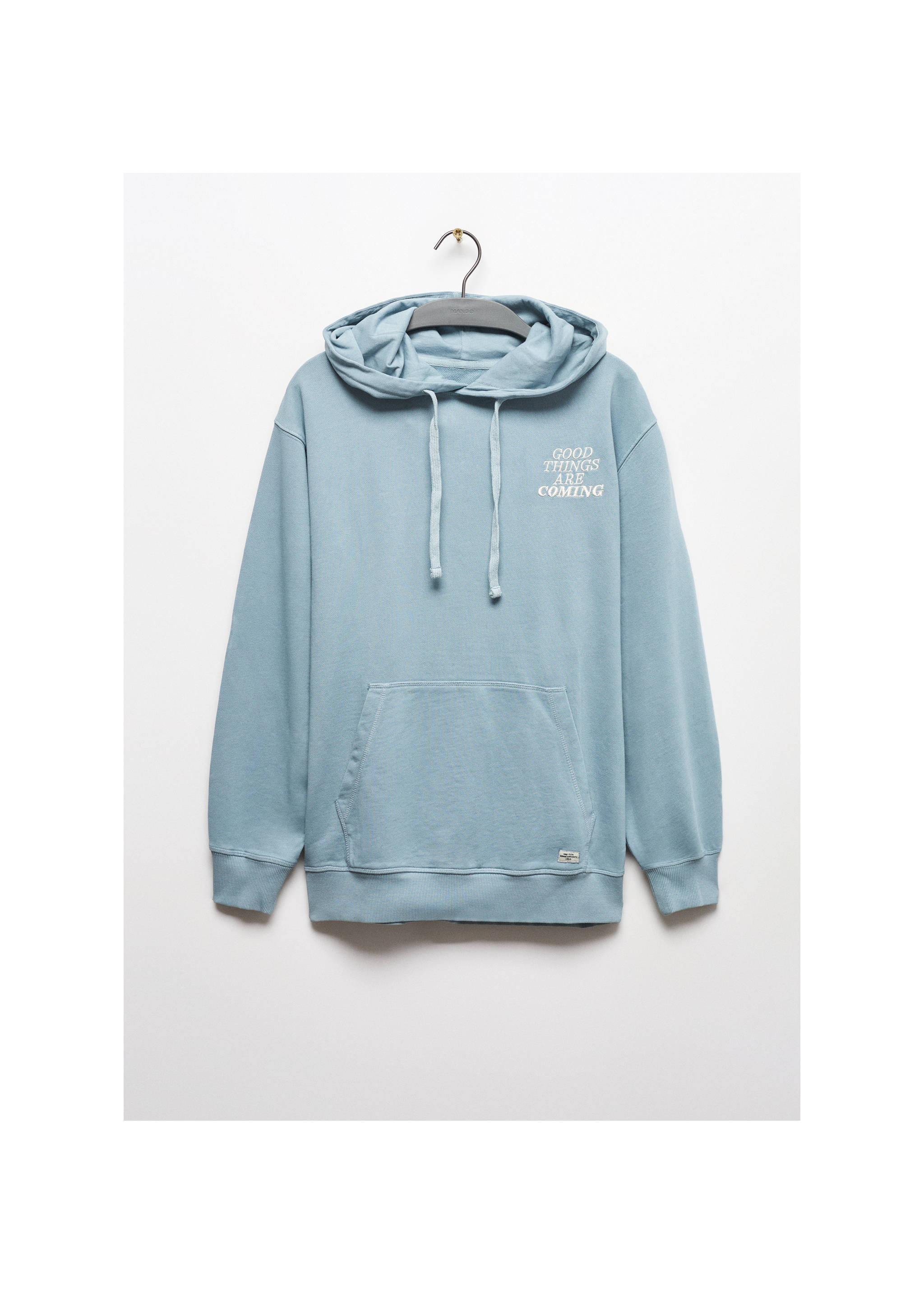 Unisex message sweatshirt - Article without model, Turquoise. Ref: 67065154-00.