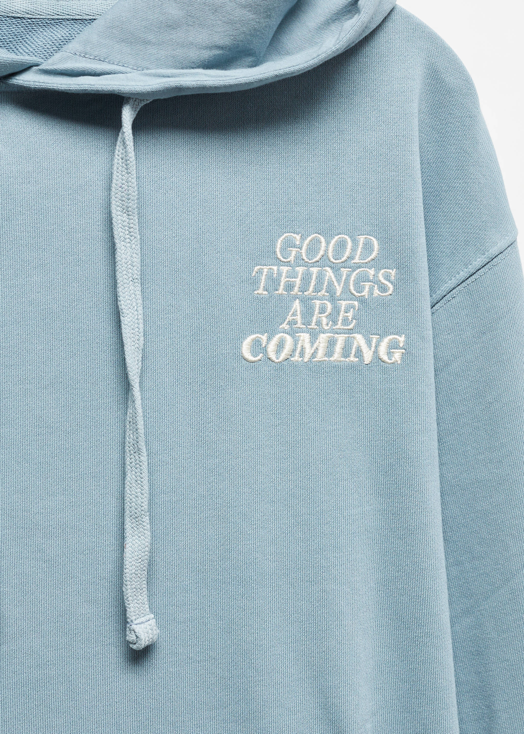 Unisex message sweatshirt - Details of the article 8, Turquoise. Ref: 67065154-00.