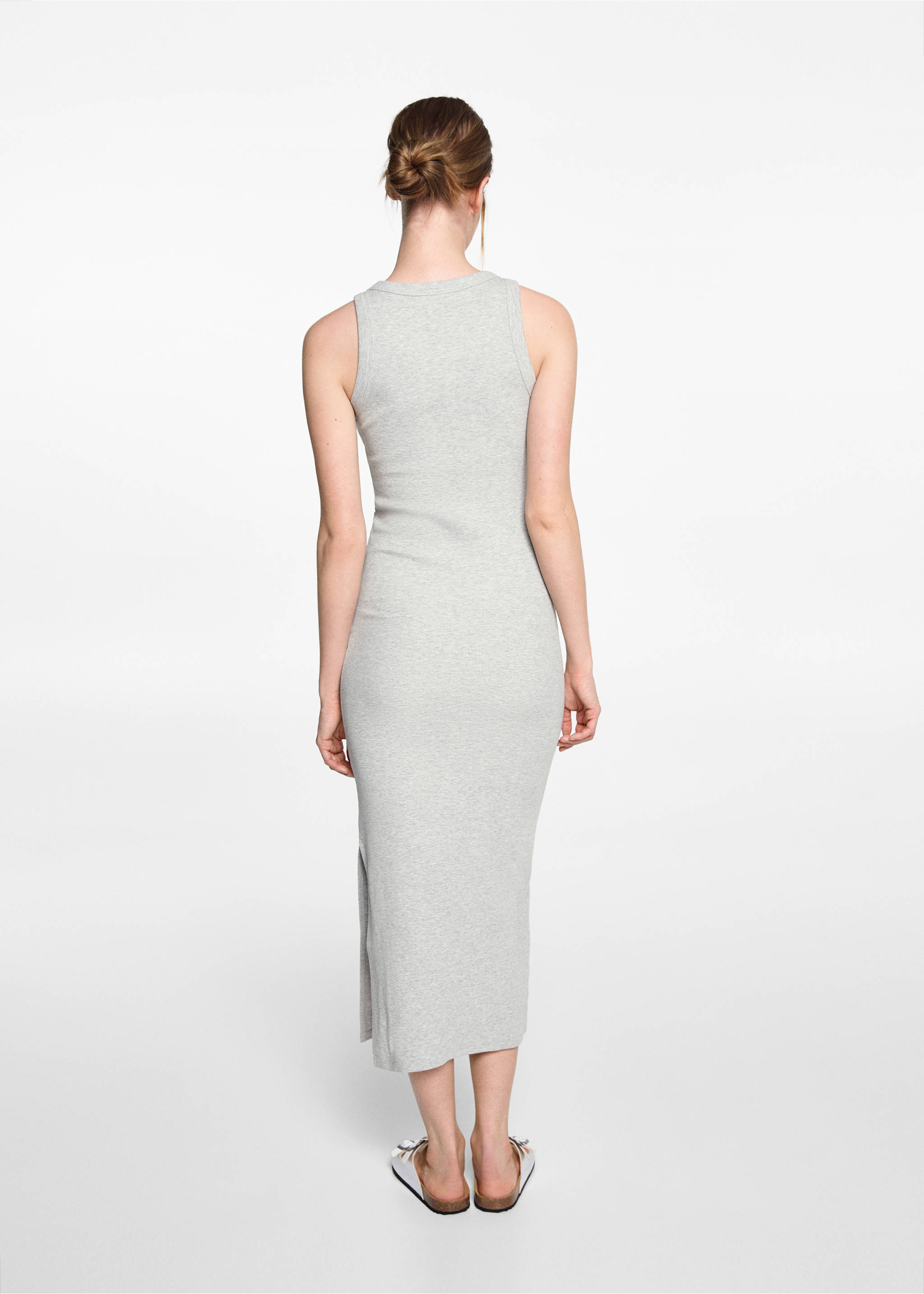 Fitted midi-dress - Reverse of the article, Medium Heather Grey. Ref: 67065155-00.