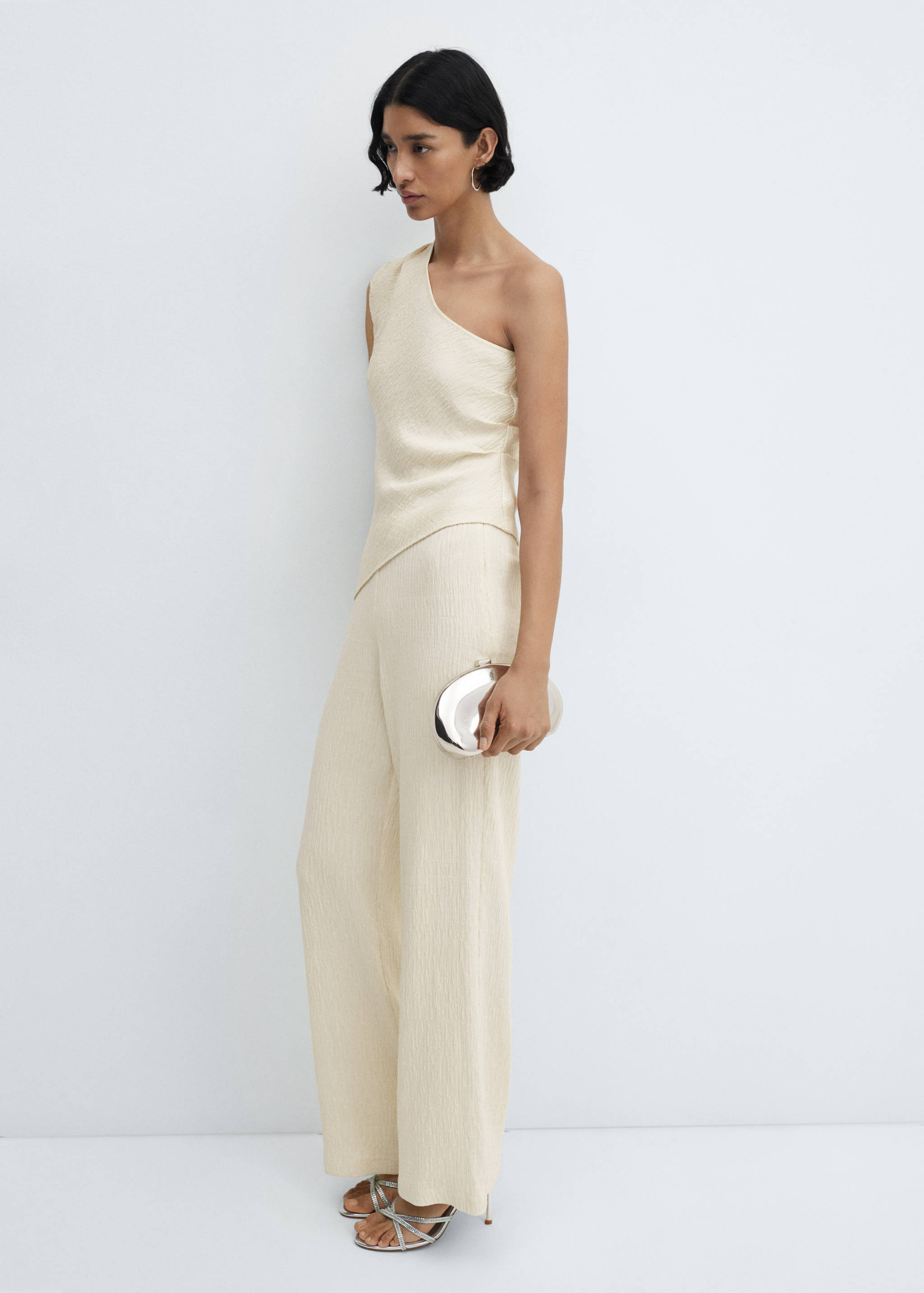 Kalhoty se strukturou a širokými nohavicemi - Celkový náhled