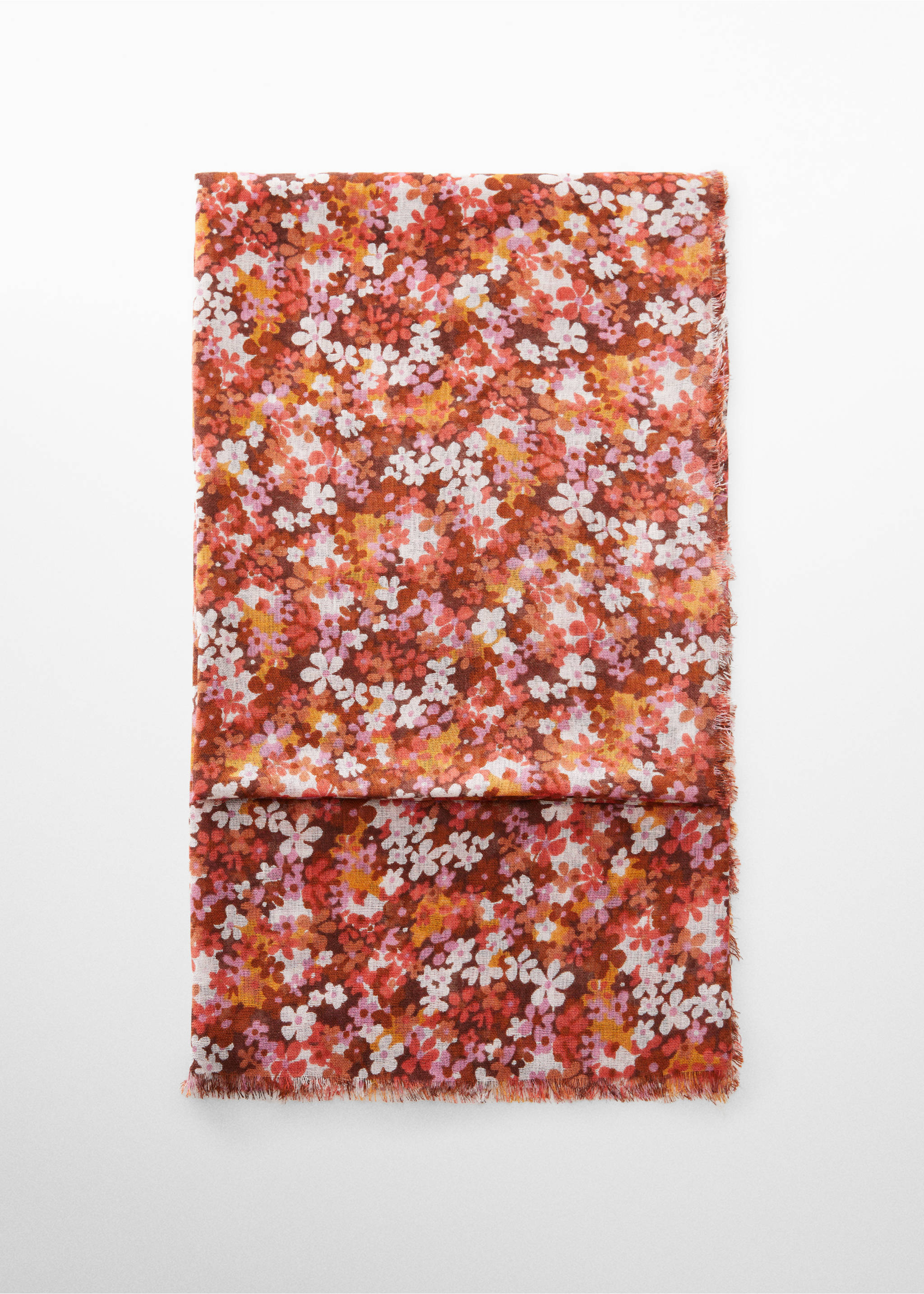 Floral print scarf - Article without model, Pink. Ref: 67065728-00.