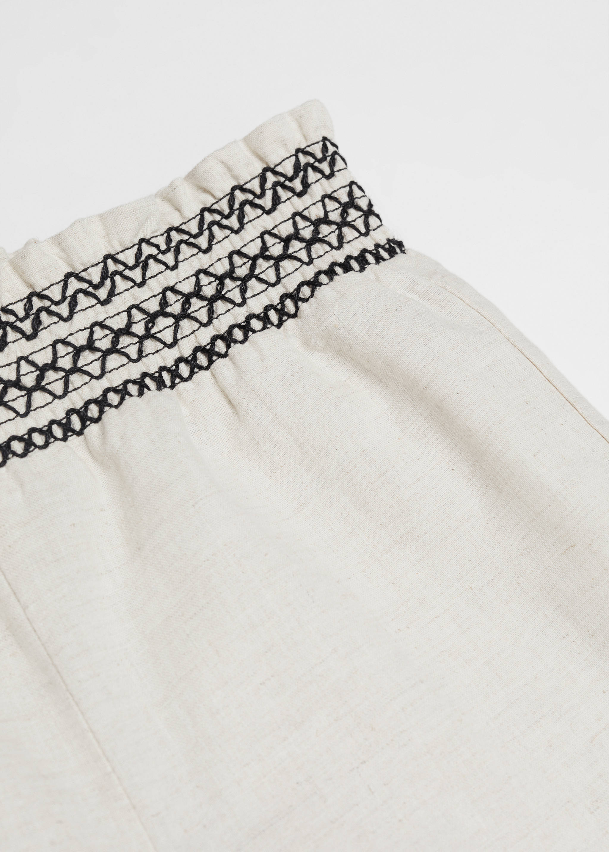 Linen-blend elastic waist pants - Details of the article 8