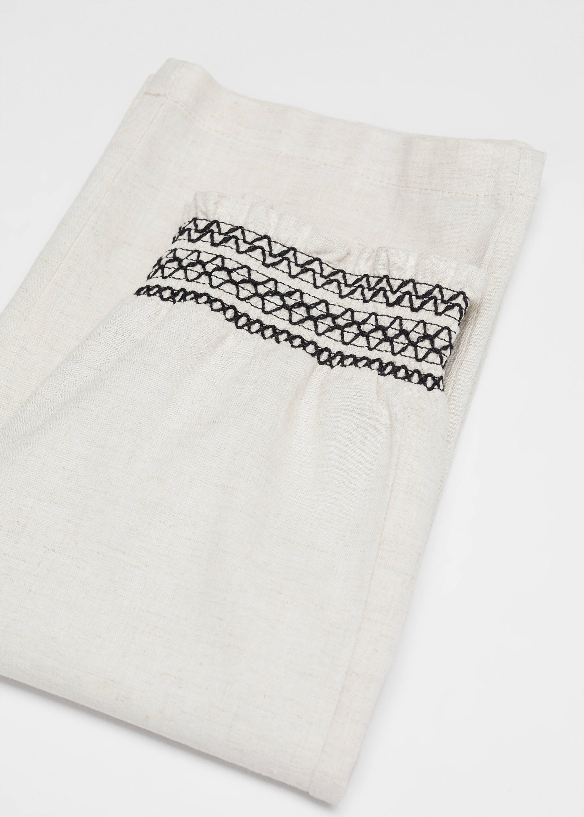 Linen-blend elastic waist pants - Details of the article 0