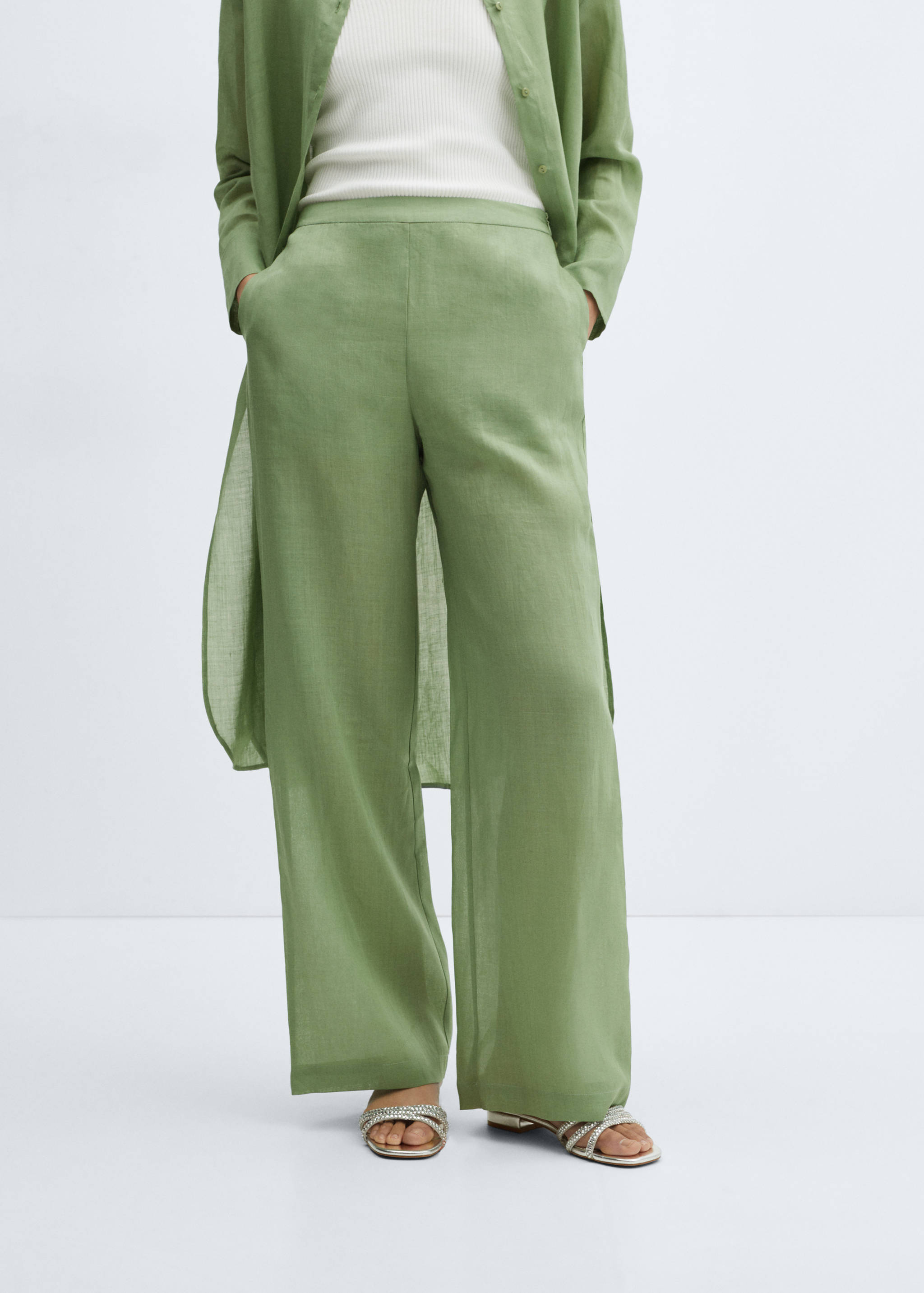 High-rise wide leg trousers - Medium plane