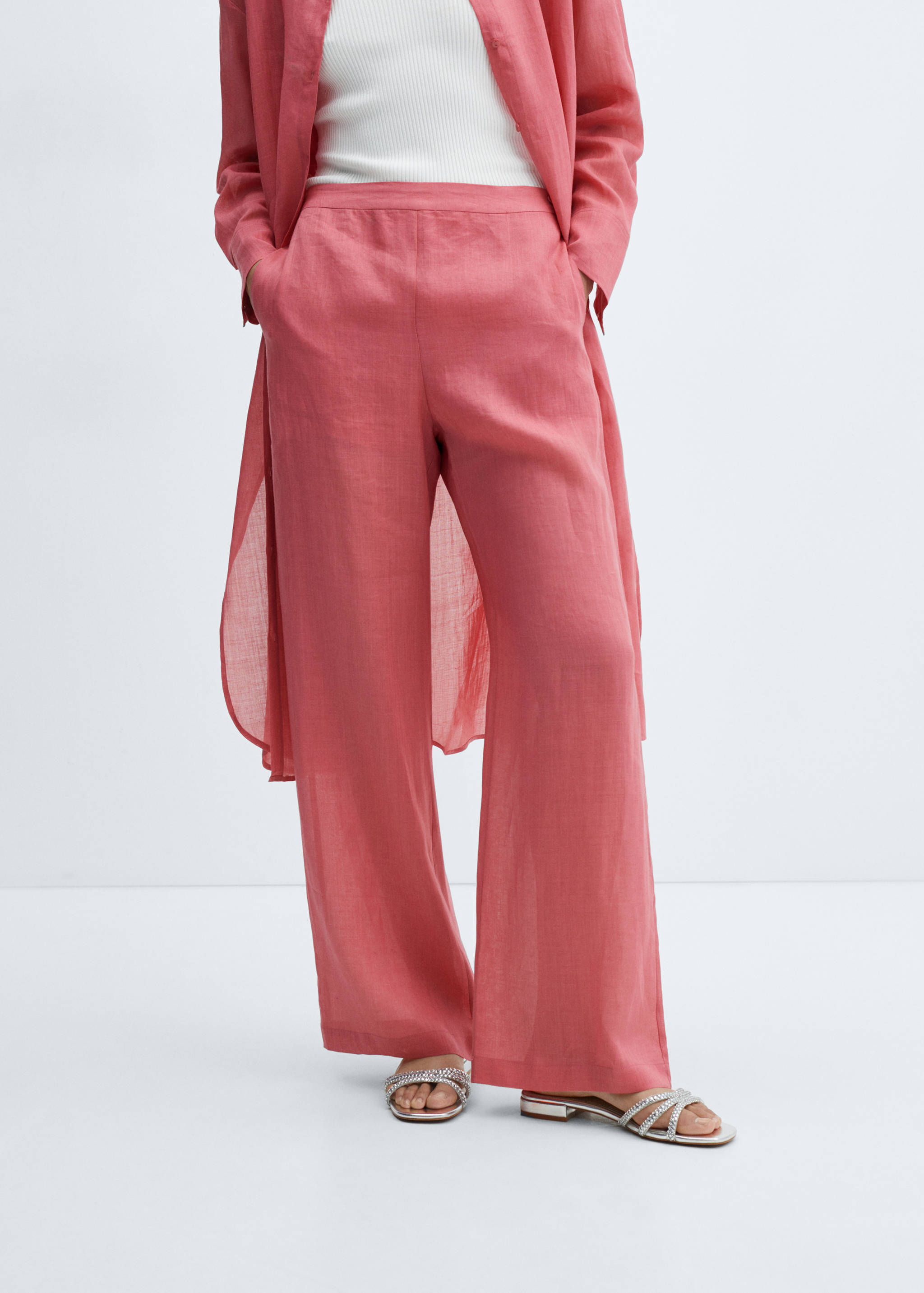 High-rise wide leg trousers - Medium plane