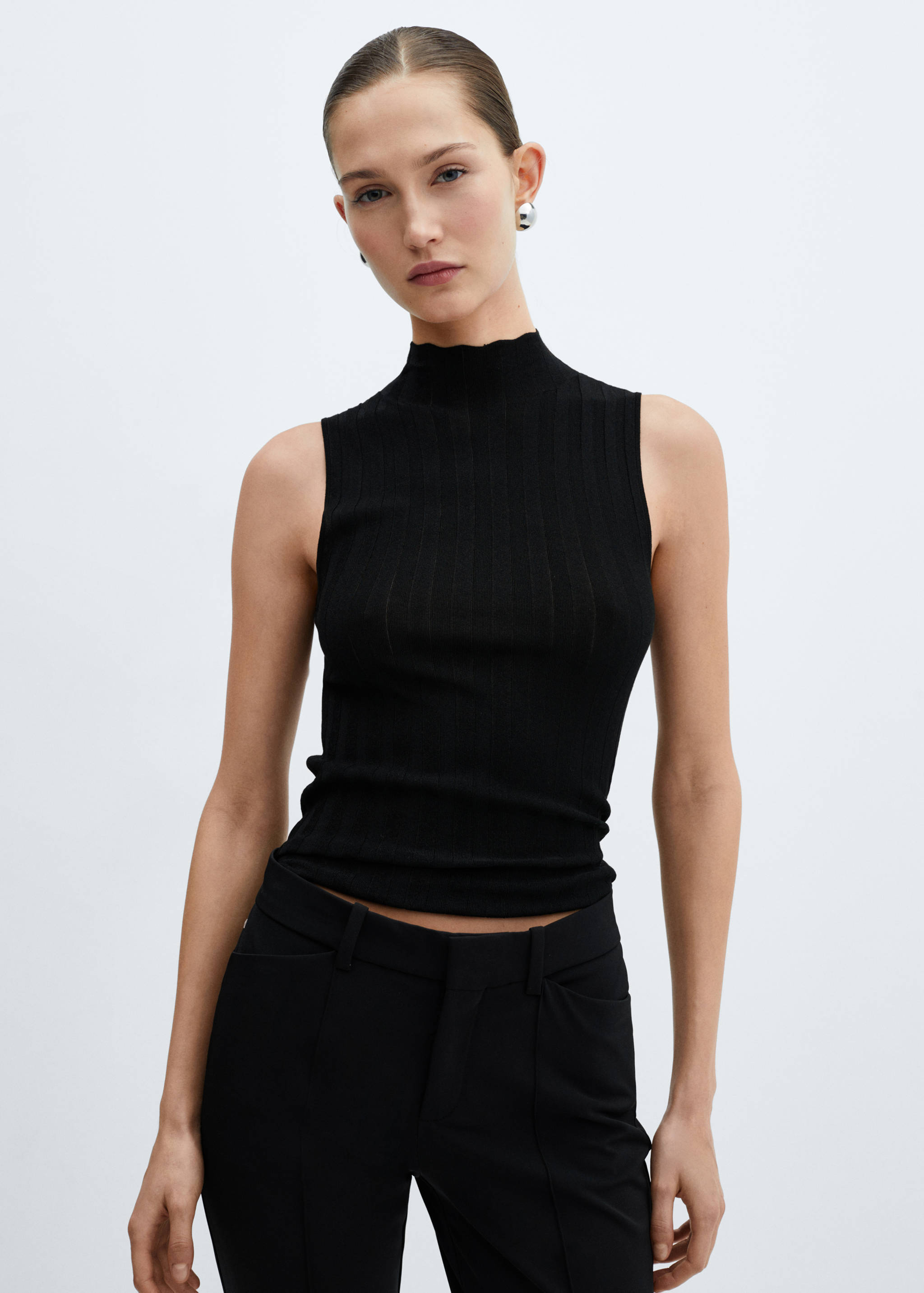 Turtleneck ribbed top - Medium plane