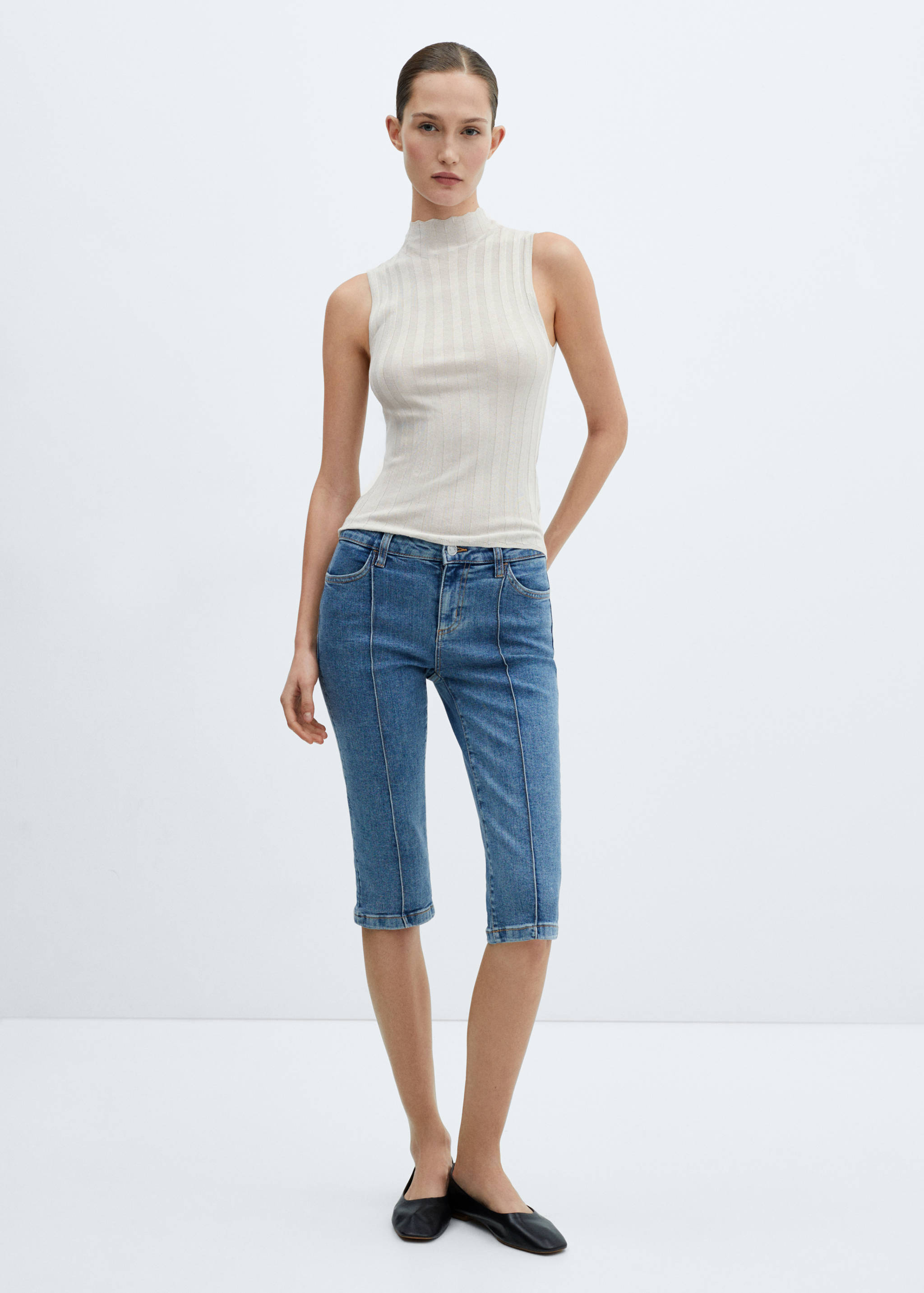 Turtleneck ribbed top - General plane
