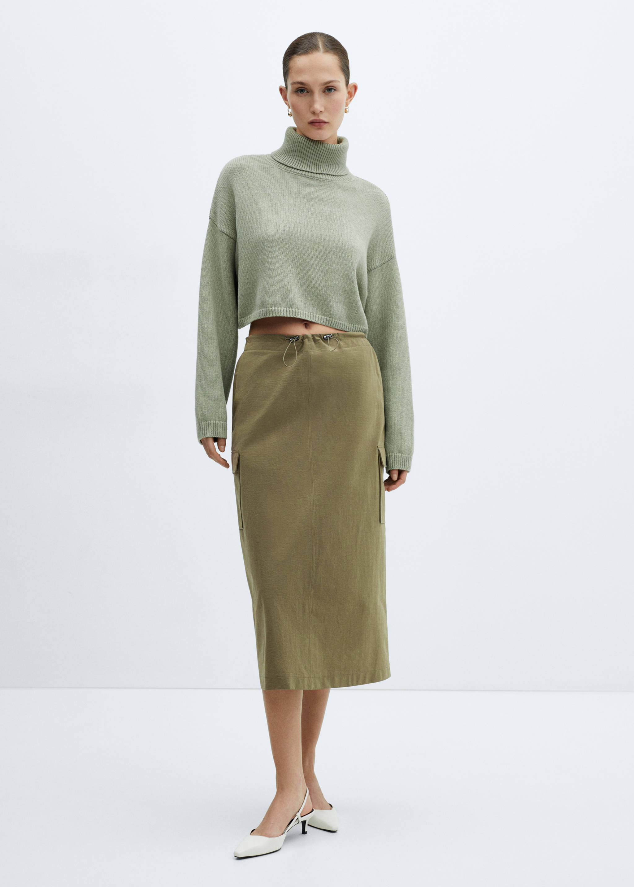 Midi-skirt with cargo pockets - General plane