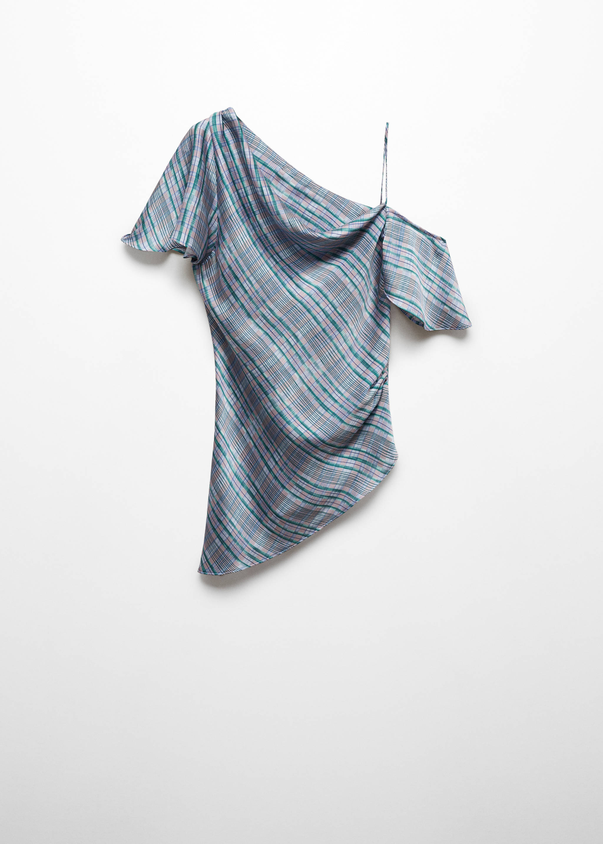 Asymmetrical satin check blouse - Article without model