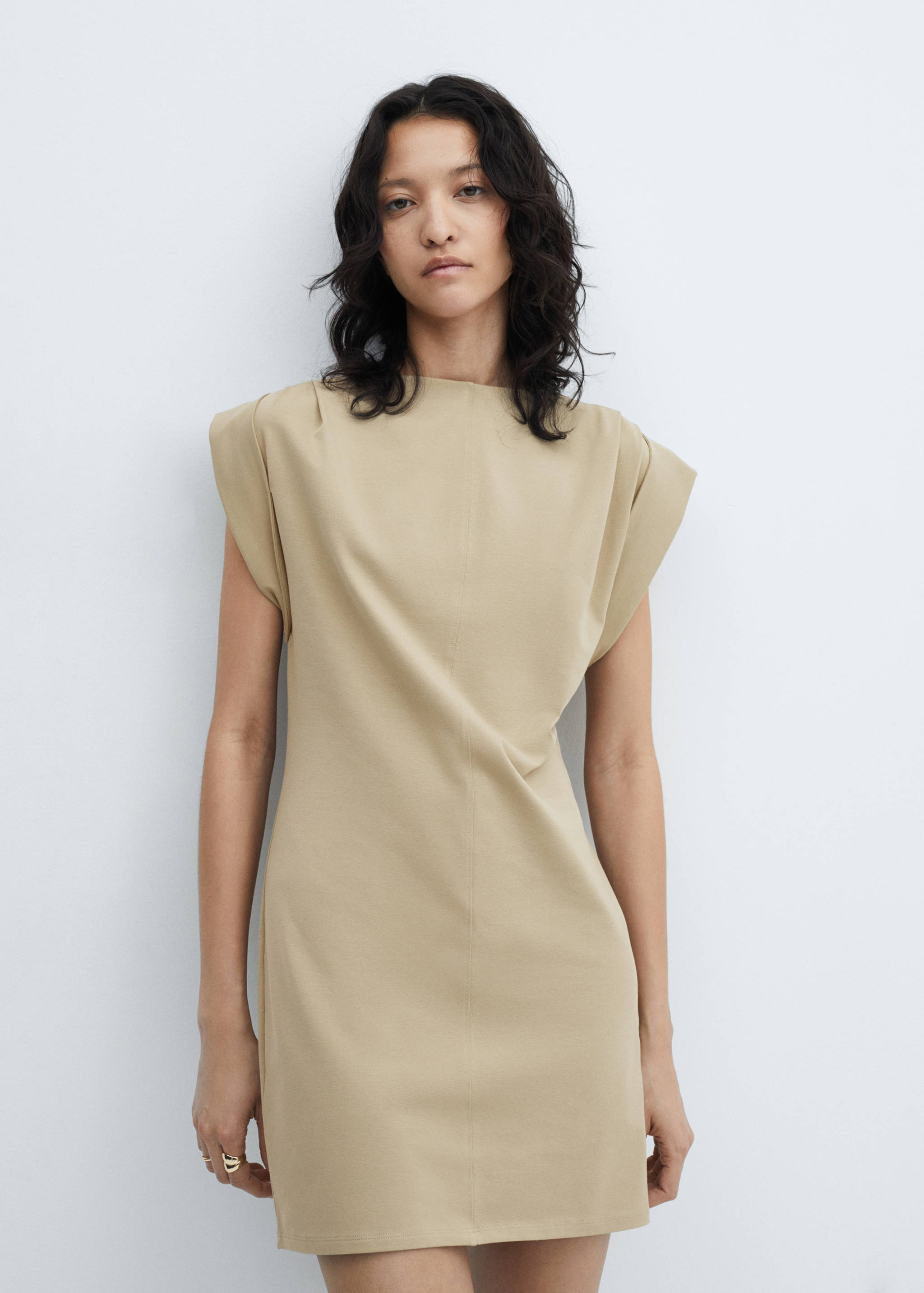 Knitted dress with turn-up sleeves - Medium plane