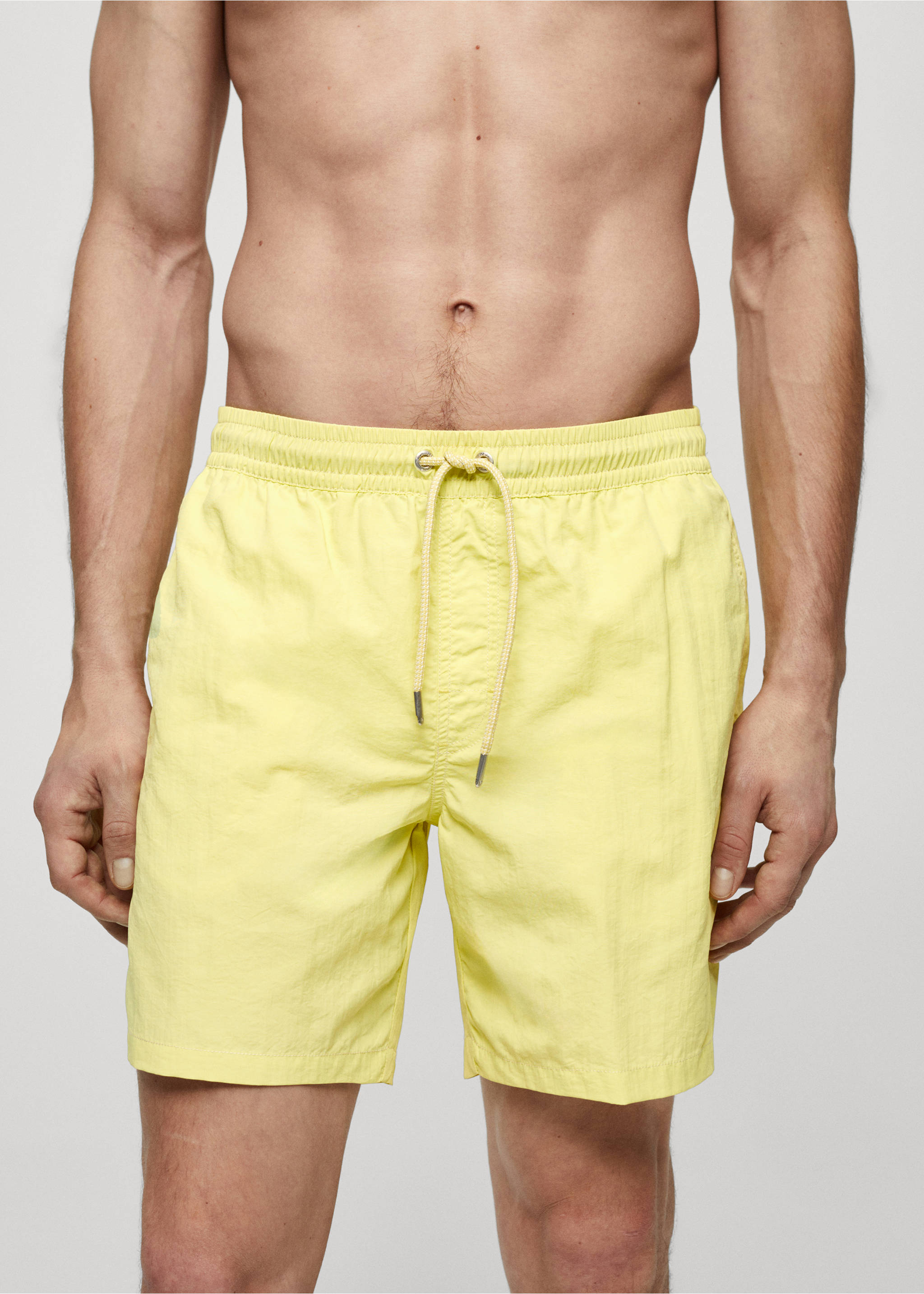 Basic drawstring swimsuit - Details of the article 1, Lime. Ref: 67065979-00.